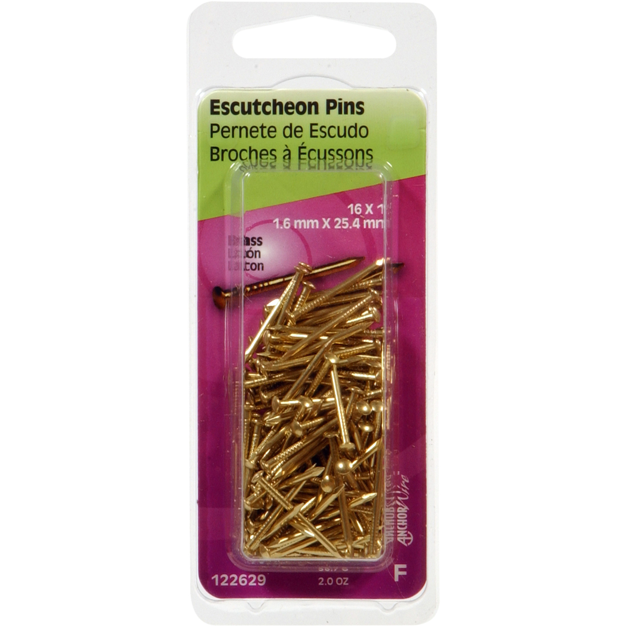 Anchor Wire Solid Brass Escutcheon Pins (1 in. x 16GA) - 2 oz.