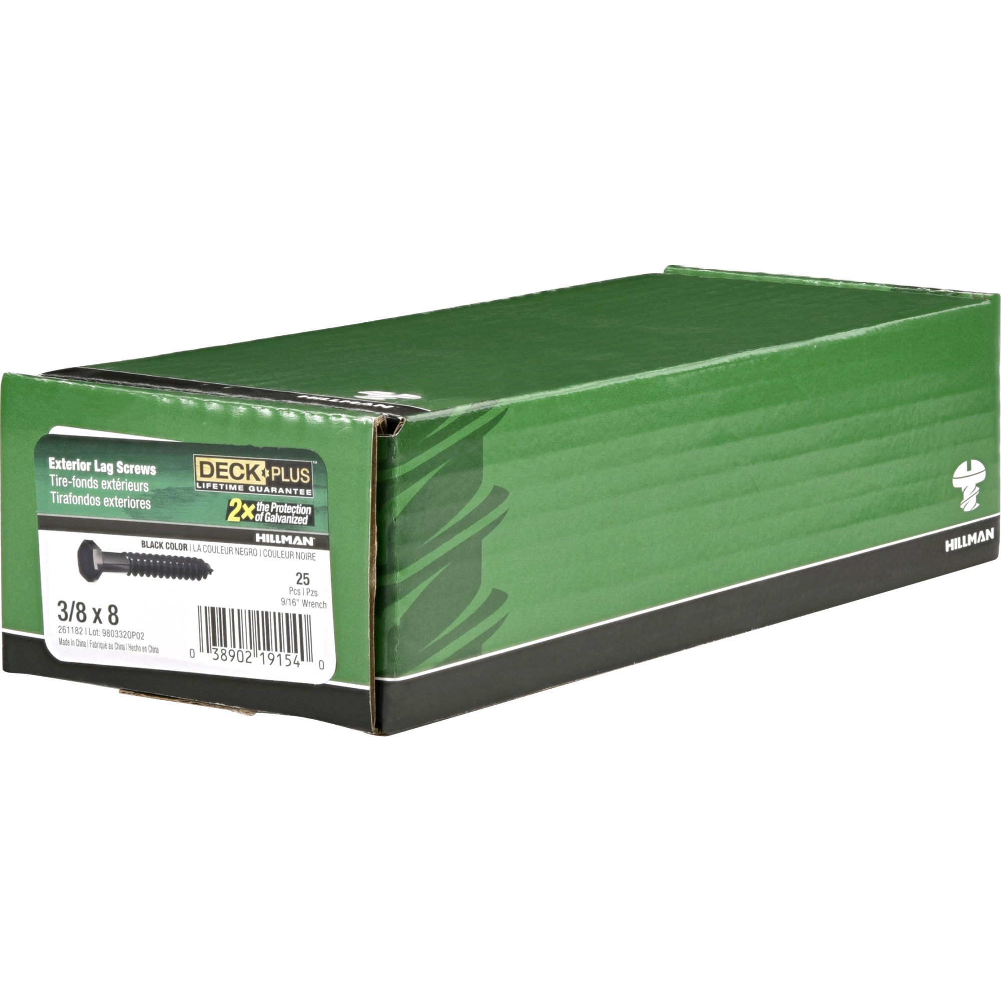 Deck Plus Black Coated Lag Screws 3/8 in. x 8 in.