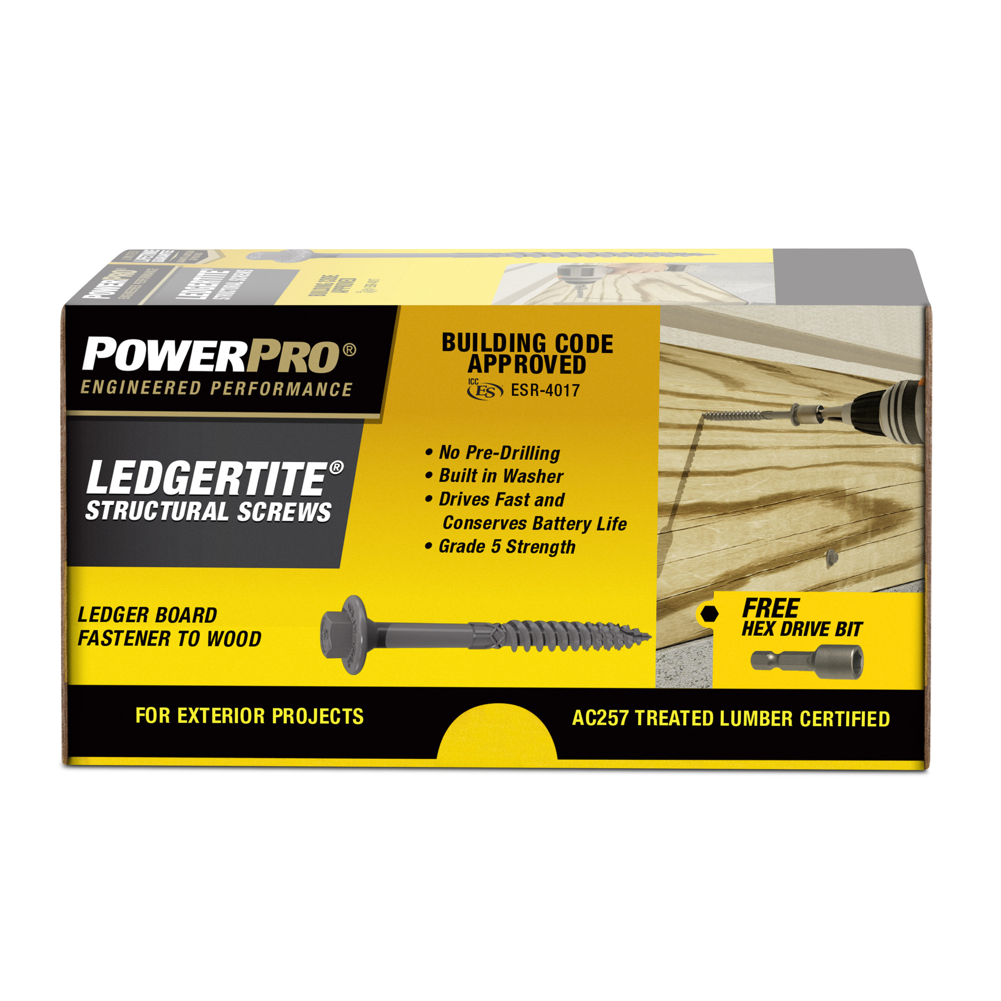Power Pro Gray Ledger-Tite Structural Screws (5/16 in. x 3-5/8 in.) - 45 pc