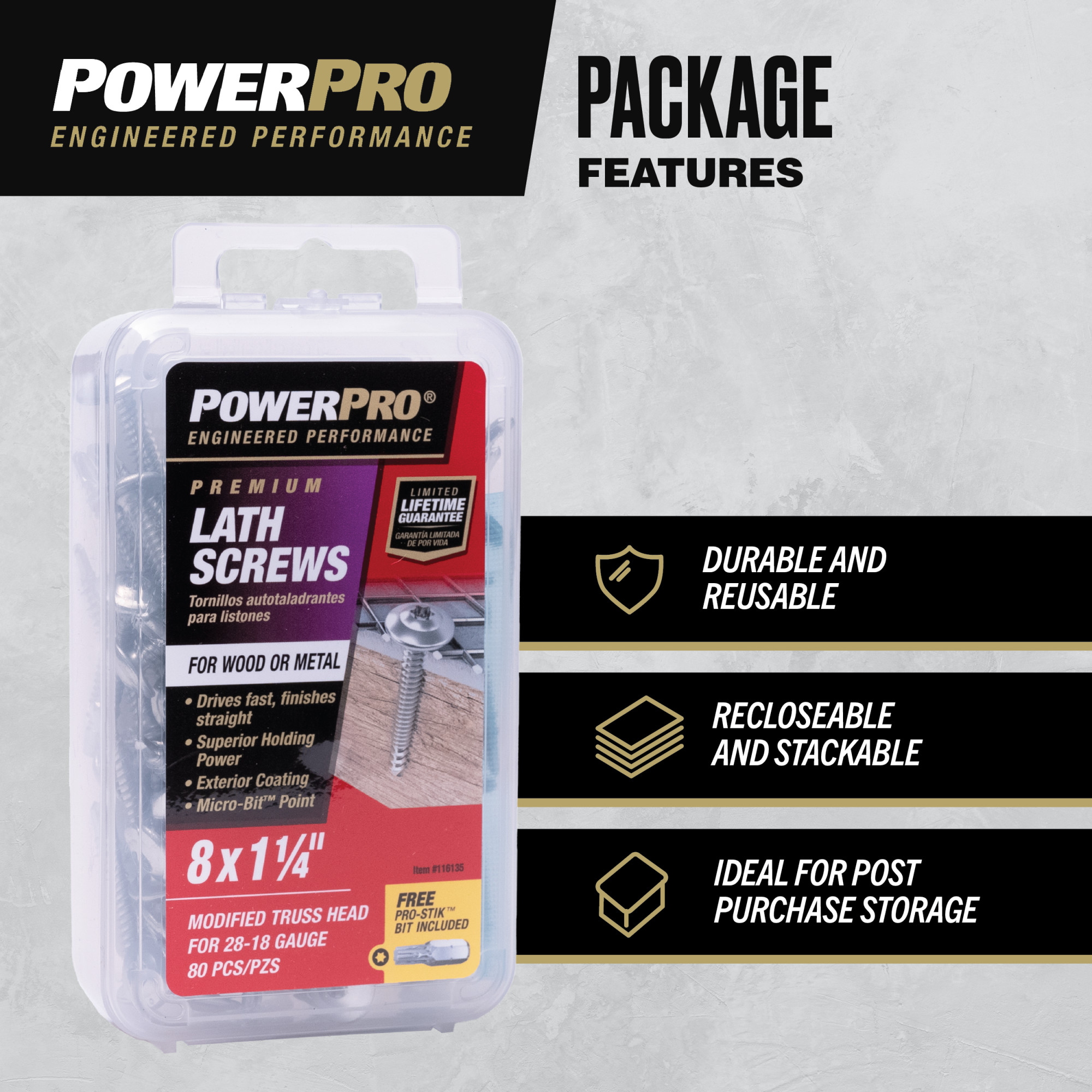 Power Pro Stainless Steel Truss-Head Lath Screws (#8 x 1-1/4 in.) - 1lb Box