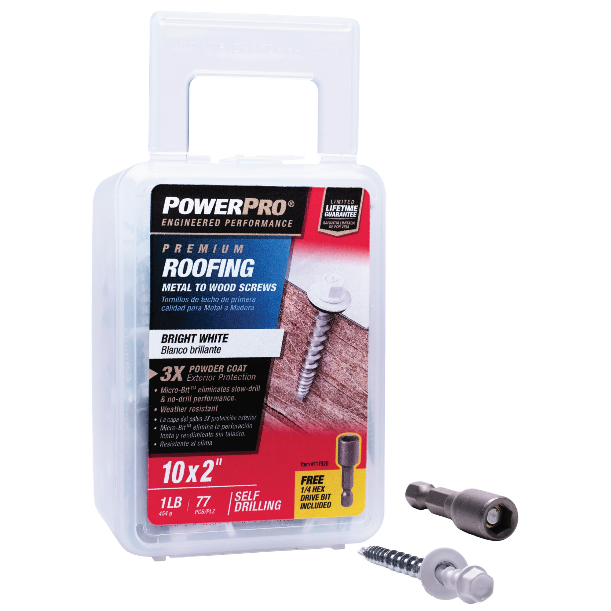 Power Pro White Self Drilling Metal-to-Wood Roofing Screws (#10 x 2 in.) - 77 pc