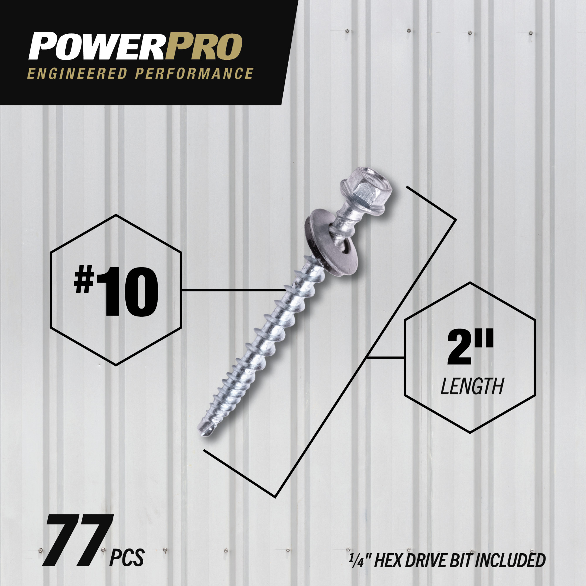 Power Pro Silver Self Drilling Metal-to-Wood Roofing Screws (#10 x 2 in.) - 77 pc