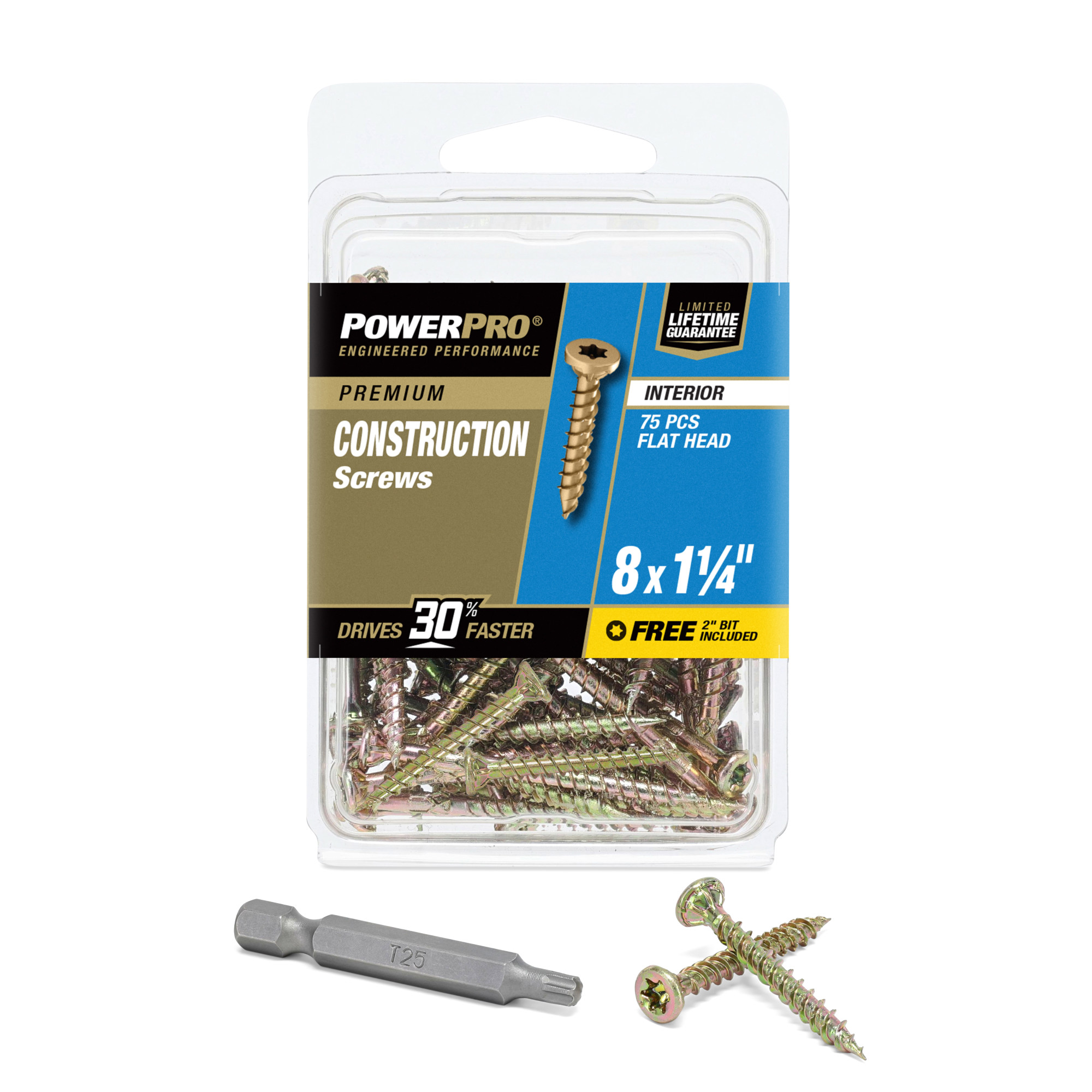 Power Pro Premium Interior Construction Screws (#8 x 1-1/4 in.) - 75 pc