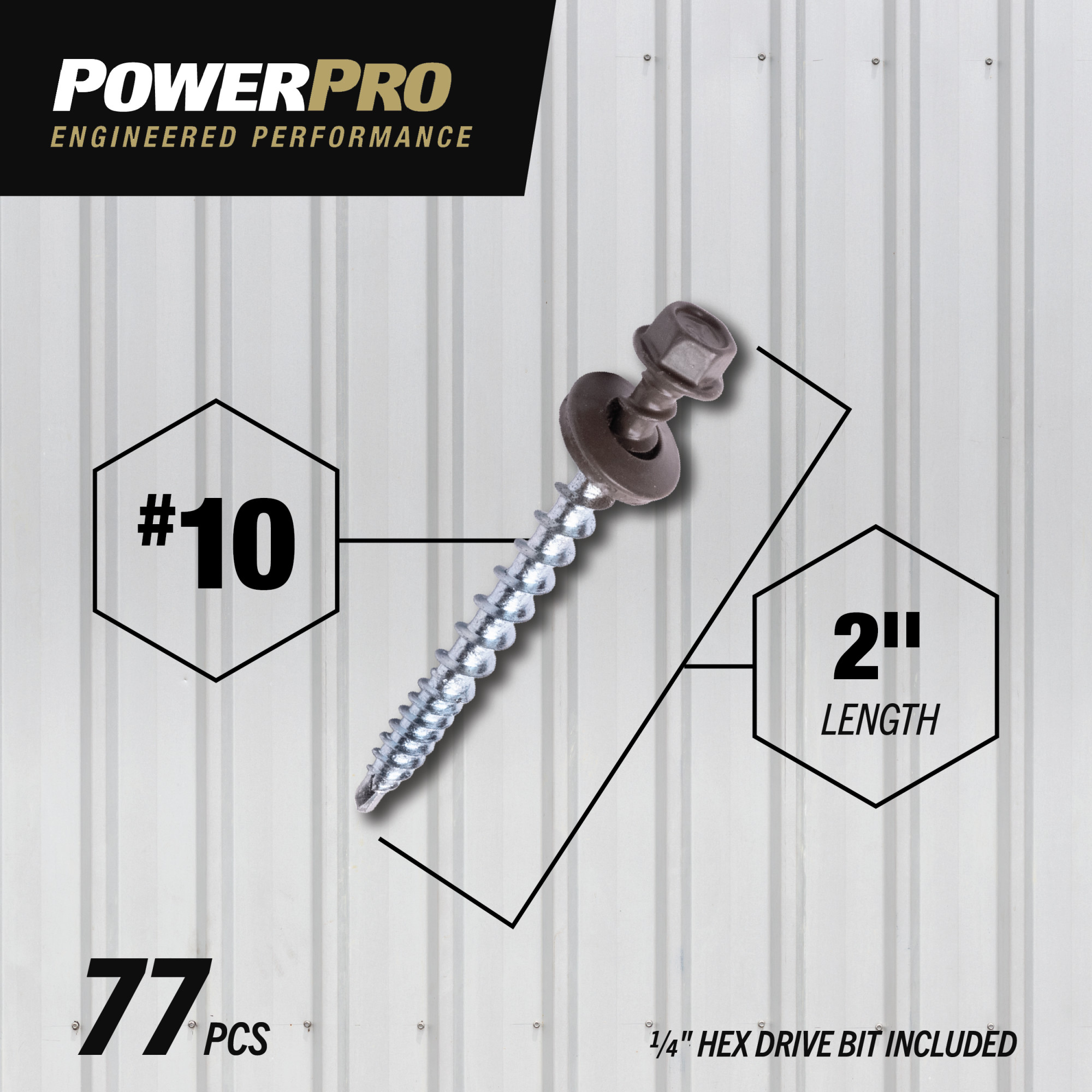 Power Pro Bronze Self Drilling Metal-to-Wood Roofing Screws (#10 x 2 in.) - 77 pc