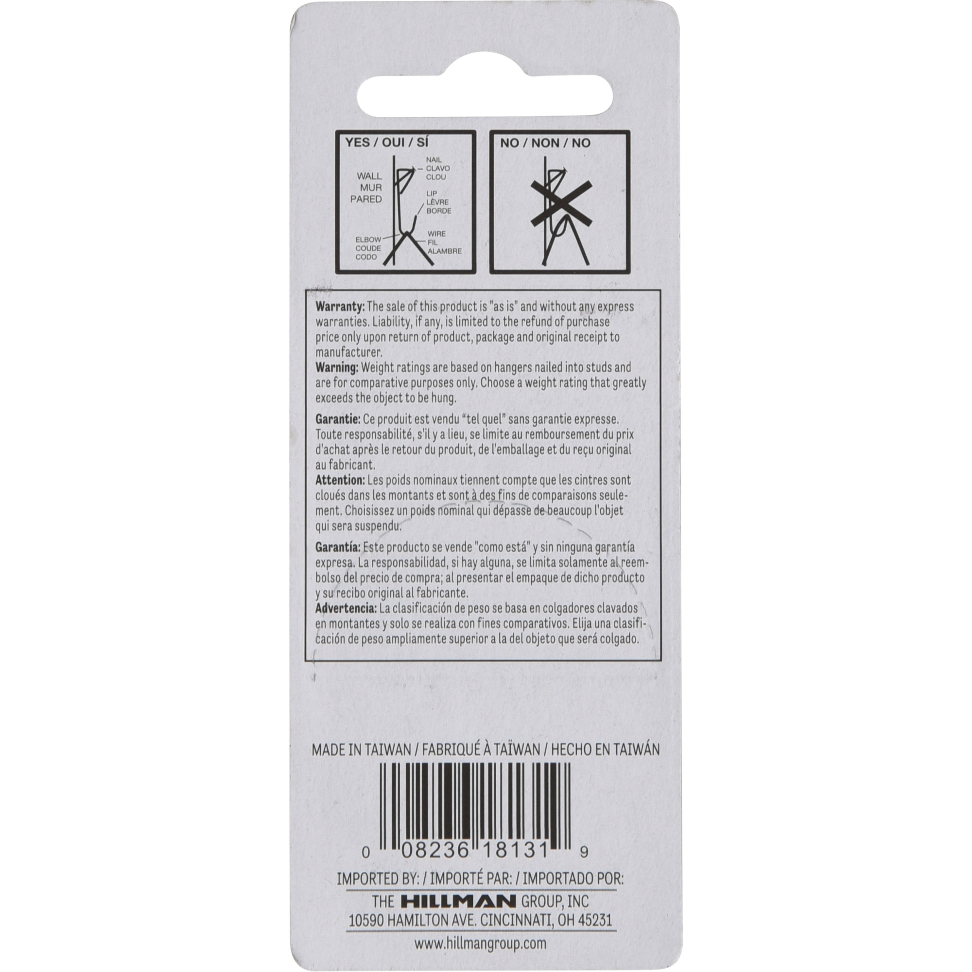 Hillman Conventional Picture Hangers Zinc 5lb 8 Pack
