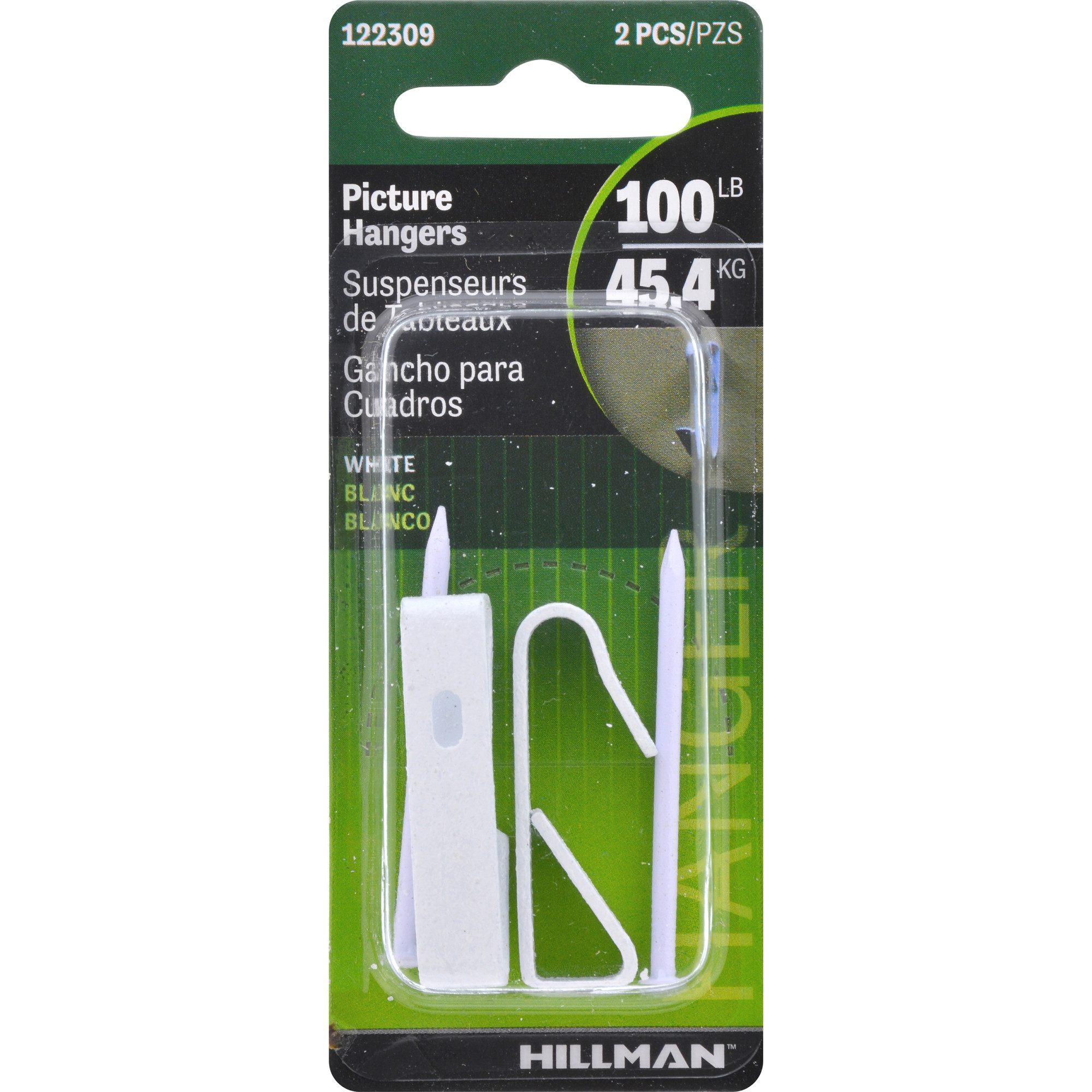 Hillman Conventional Picture Hangers White 100lb 2 Pack