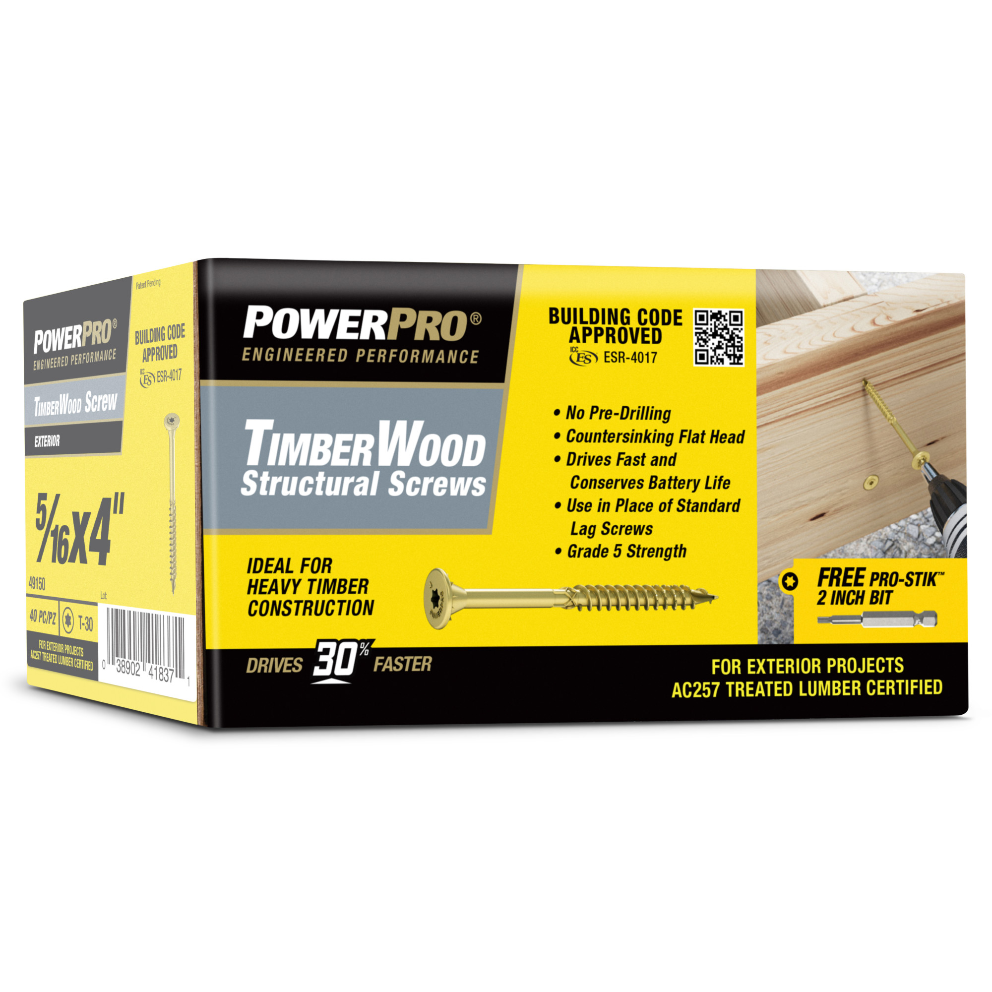 Power Pro TimberWood Bronze Structural Screws (5/16 in. x 4 in.) - 40pc