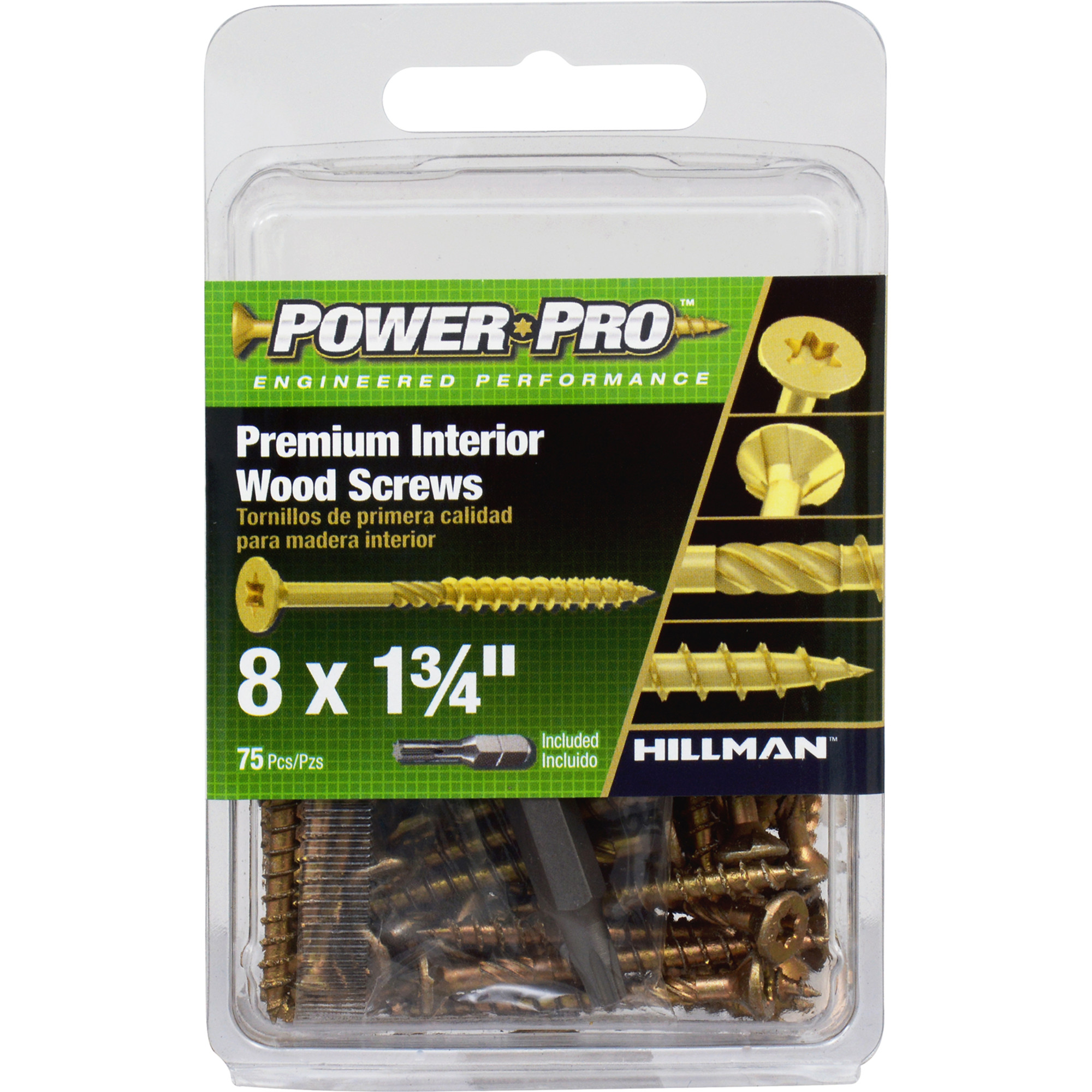 Power Pro Premium Interior Wood Screws (#8 x 1-3/4 in.) - 75 pc