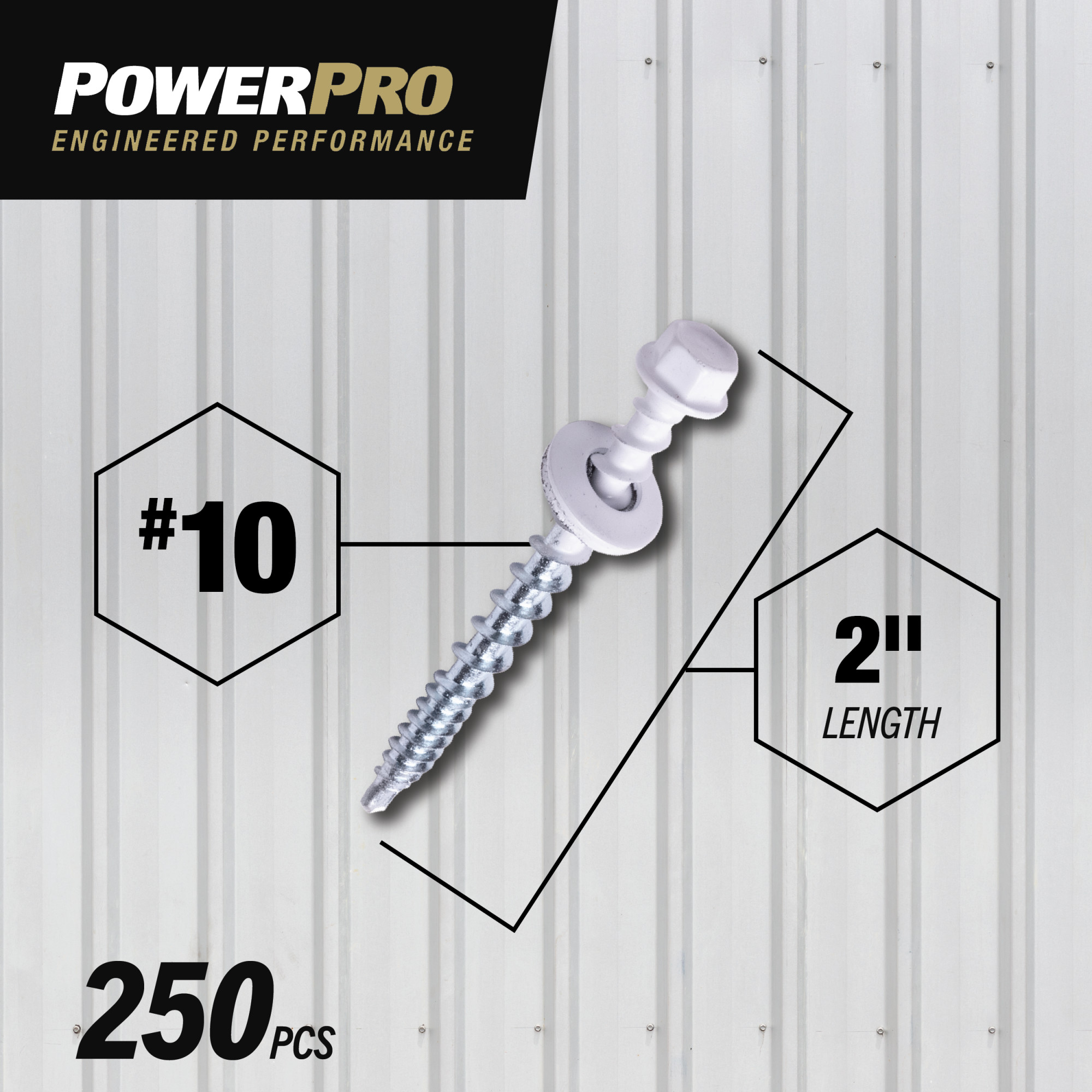 Power Pro White Self Drilling Metal-to-Wood Roofing Screws (#10 x 2 in.) - 250 pc