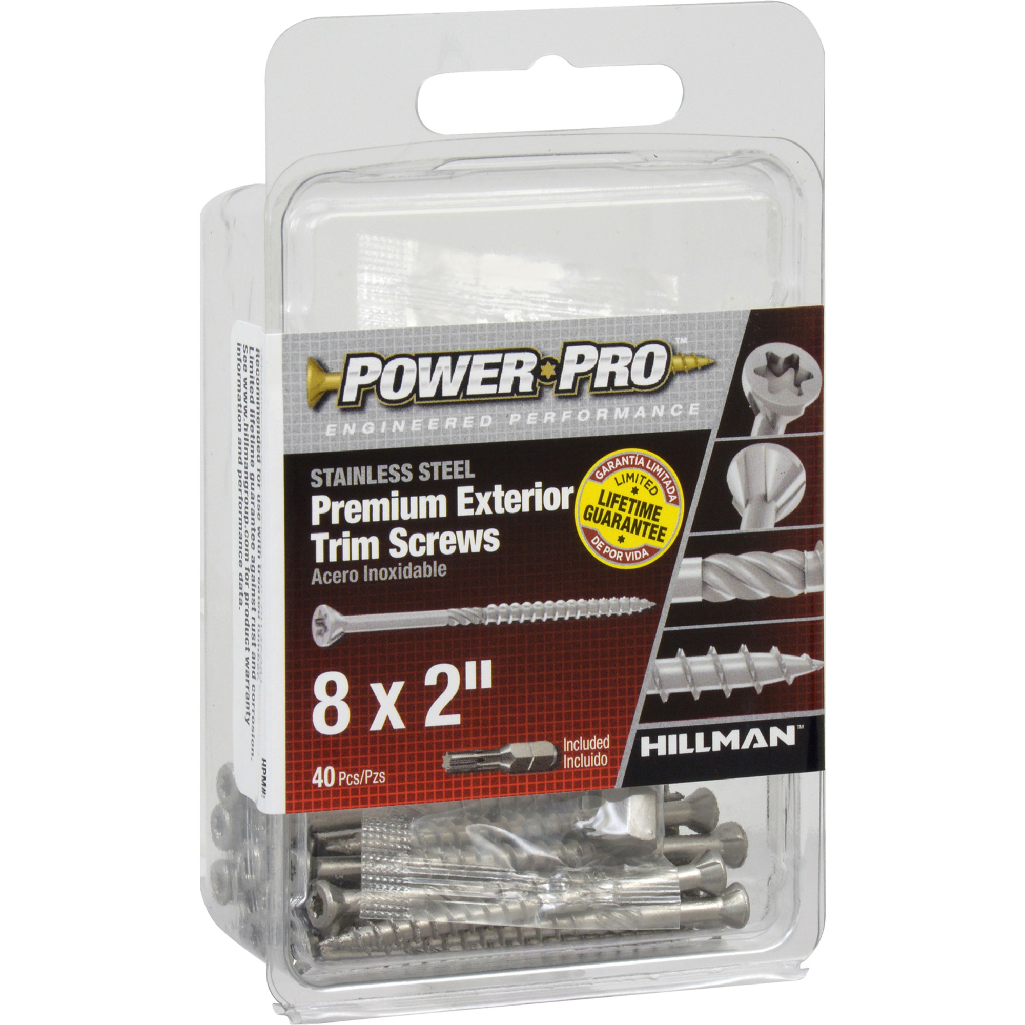 Power Pro Premium 305 Stainless Steel Trim Screws (#8 x 2 in.) - 40 pc