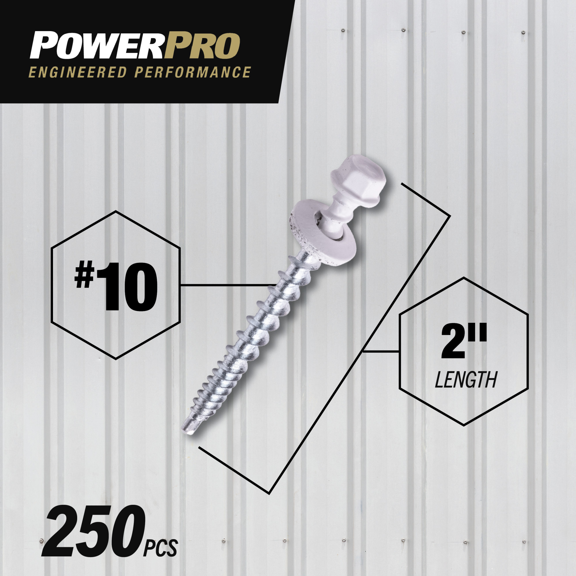 Power Pro White Self Drilling Metal-to-Wood Roofing Screws (#10 x 2 in.) - 250 pc