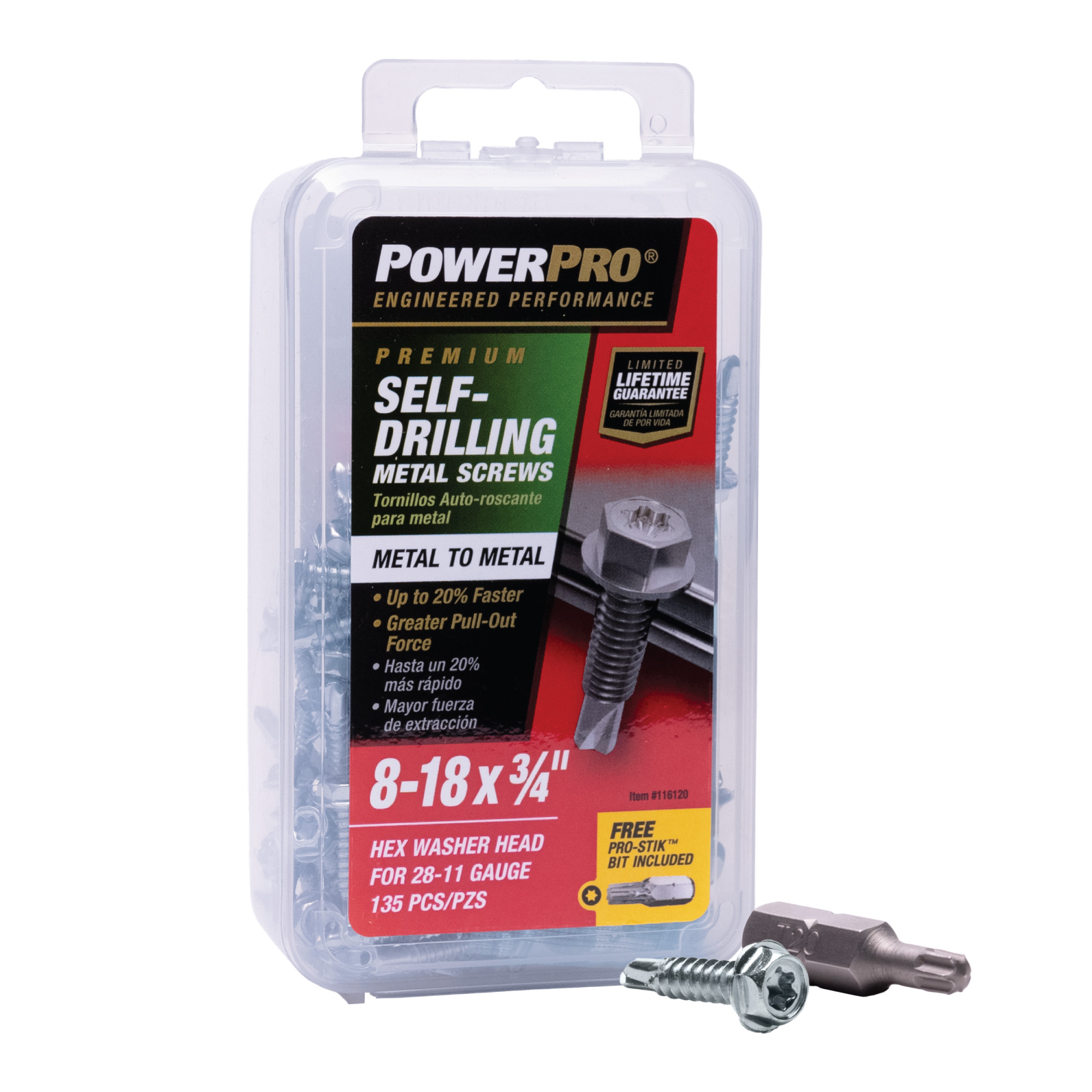 Power Pro Premium Hex Zinc Sheet Metal Self-Drilling Screws (#8-32 x 3/4 in.)-135pc