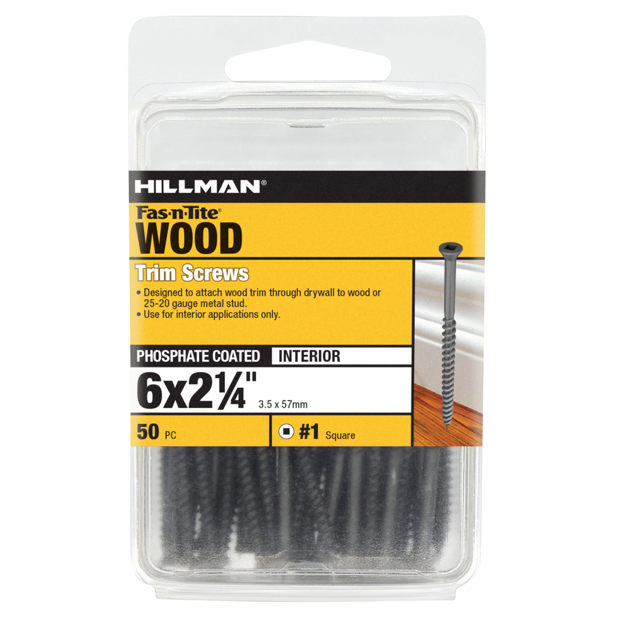 Hillman Square Drive Black Phosphate Trim Screws (#6 x 2-1/4 in.) - 50 pc