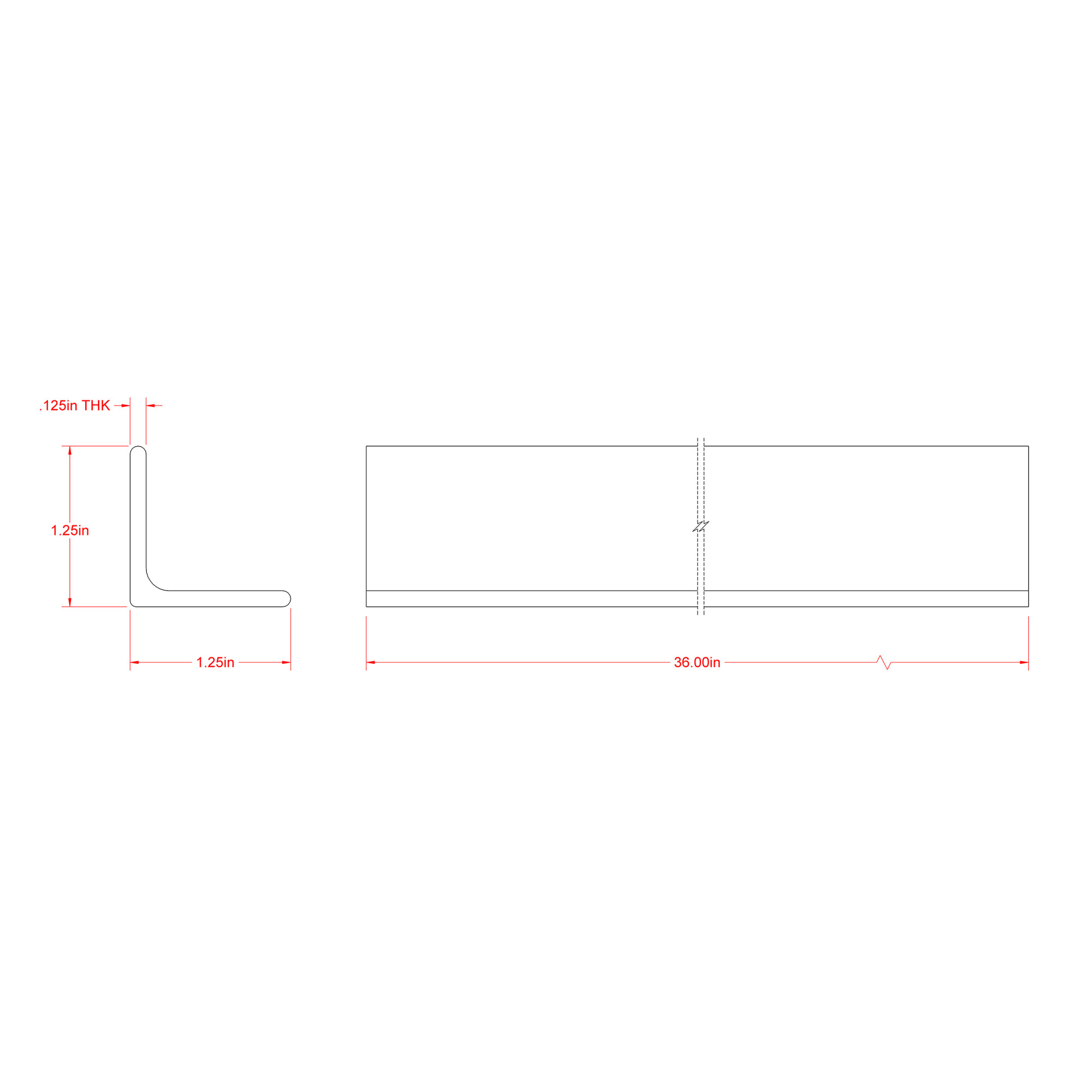 SteelWorks Weldable Hot-Rolled Steel Angle (1/8 in. x 1-1/4 in. x 3 ft.)
