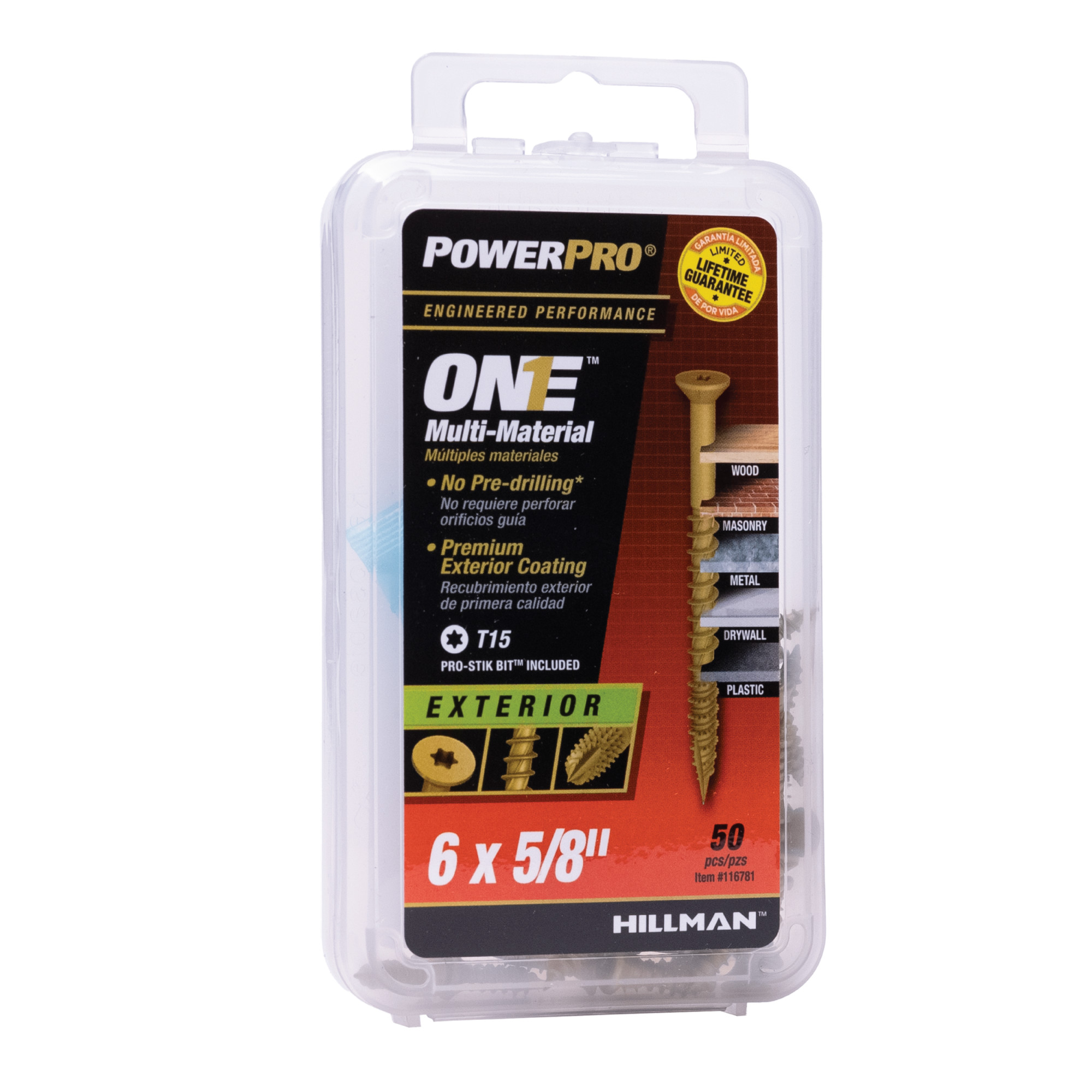Power Pro ONE Flat Exterior Bronze Multi-Material Screws (#6 x 5/8 in.) - 50 pc