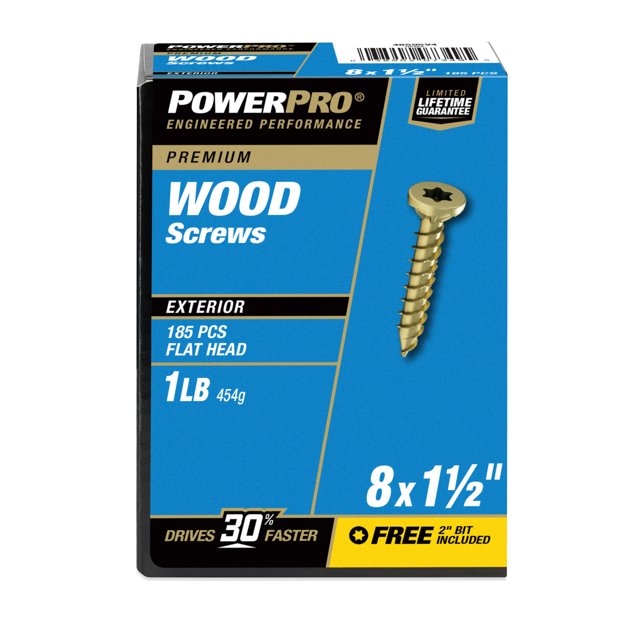 Power Pro Premium Exterior Wood Screws (#8 x 1-1/2 in.) - 185 pc