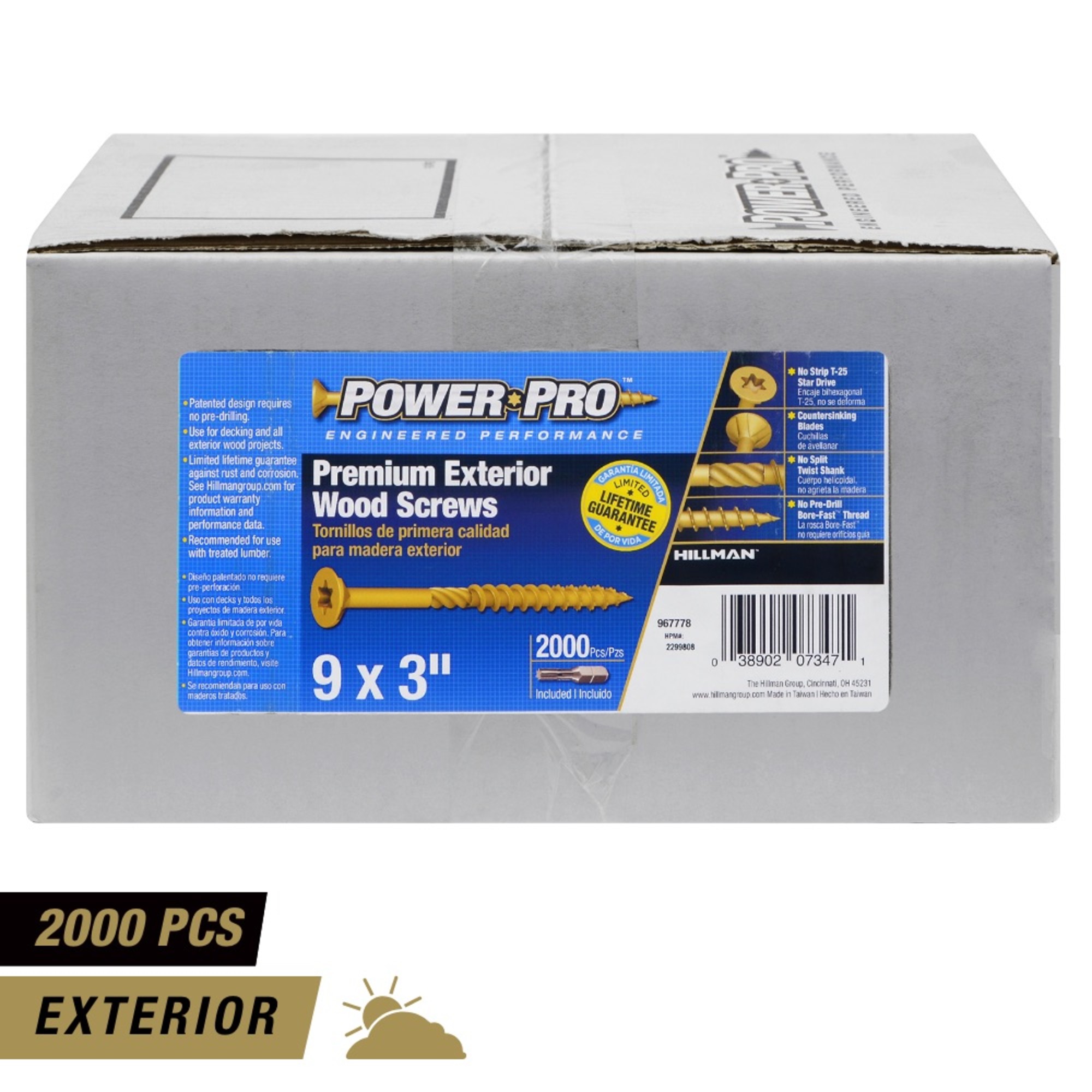 Power Pro Premium Bronze Exterior Wood Screws (#9 x 3 in.) - 2000 pc