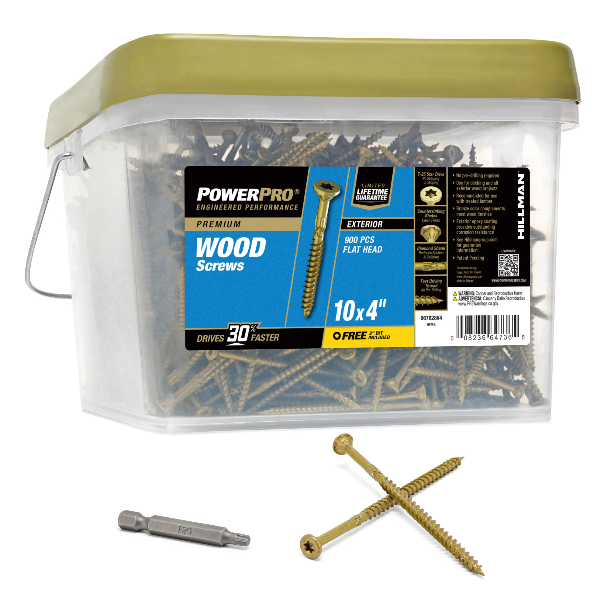 Power Pro Premium Exterior Wood Screws (#10 x 4 in.) - 900 pc