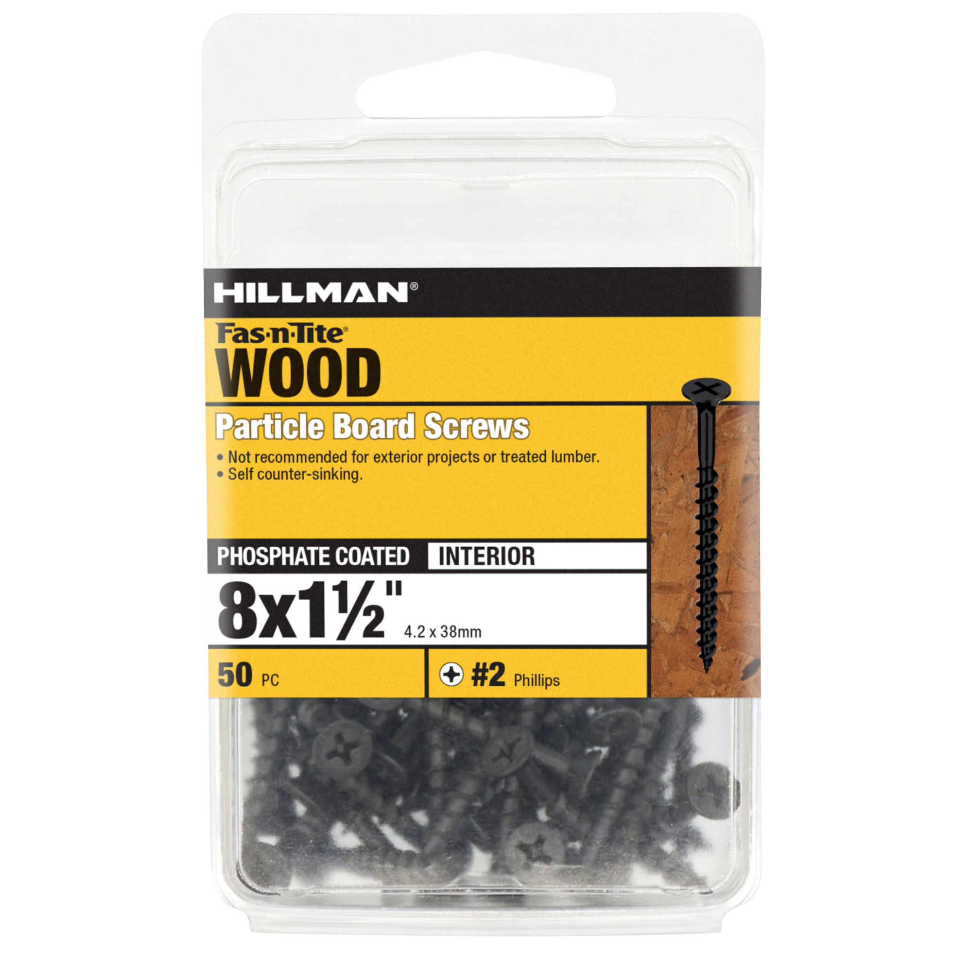 Hillman Black Phosphate Particle Board Screws (#8 x 1-1/2 in.) - 50 pc