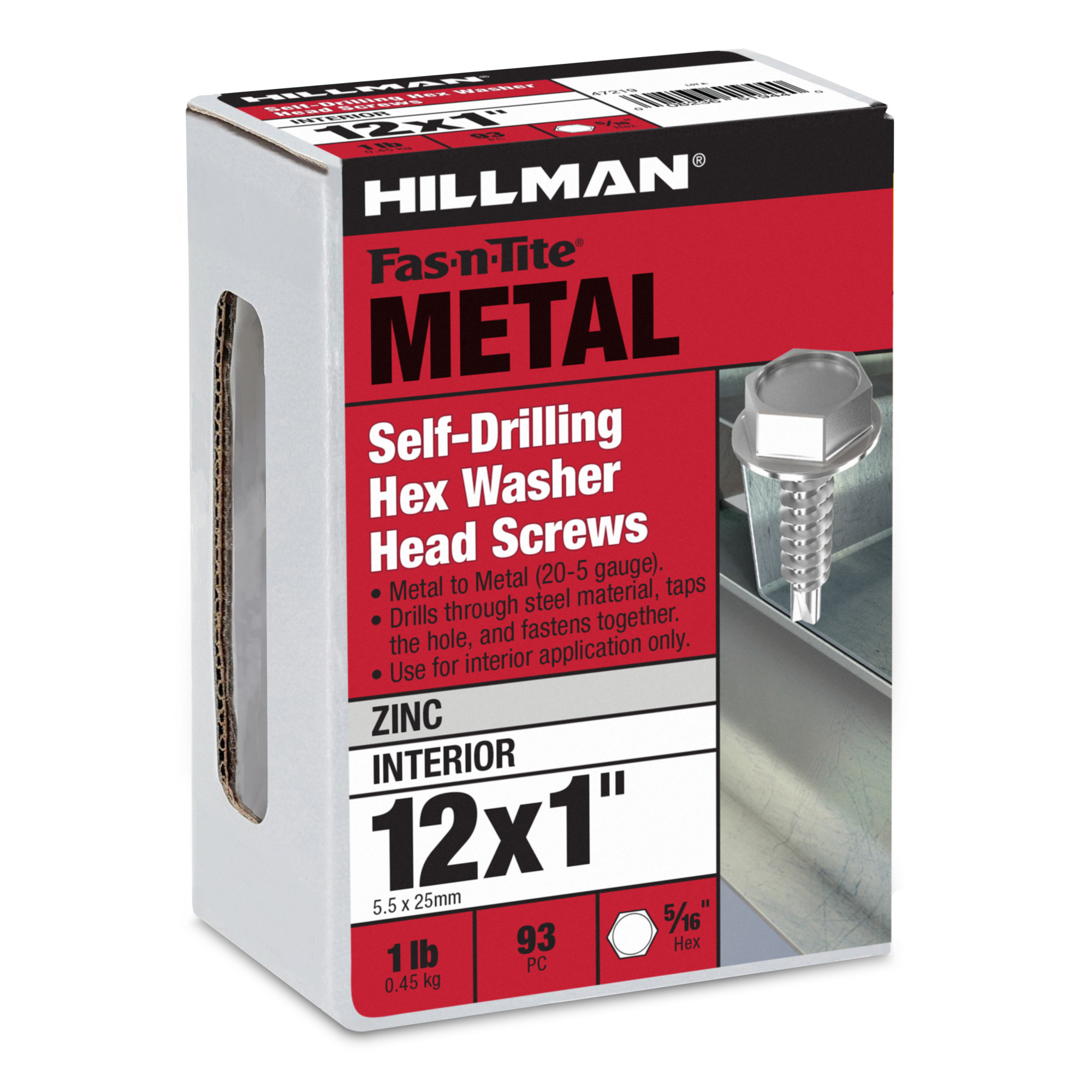 Hillman Zinc Hex Washer Head Self Drilling Screws (#12-14 x 1 in.)