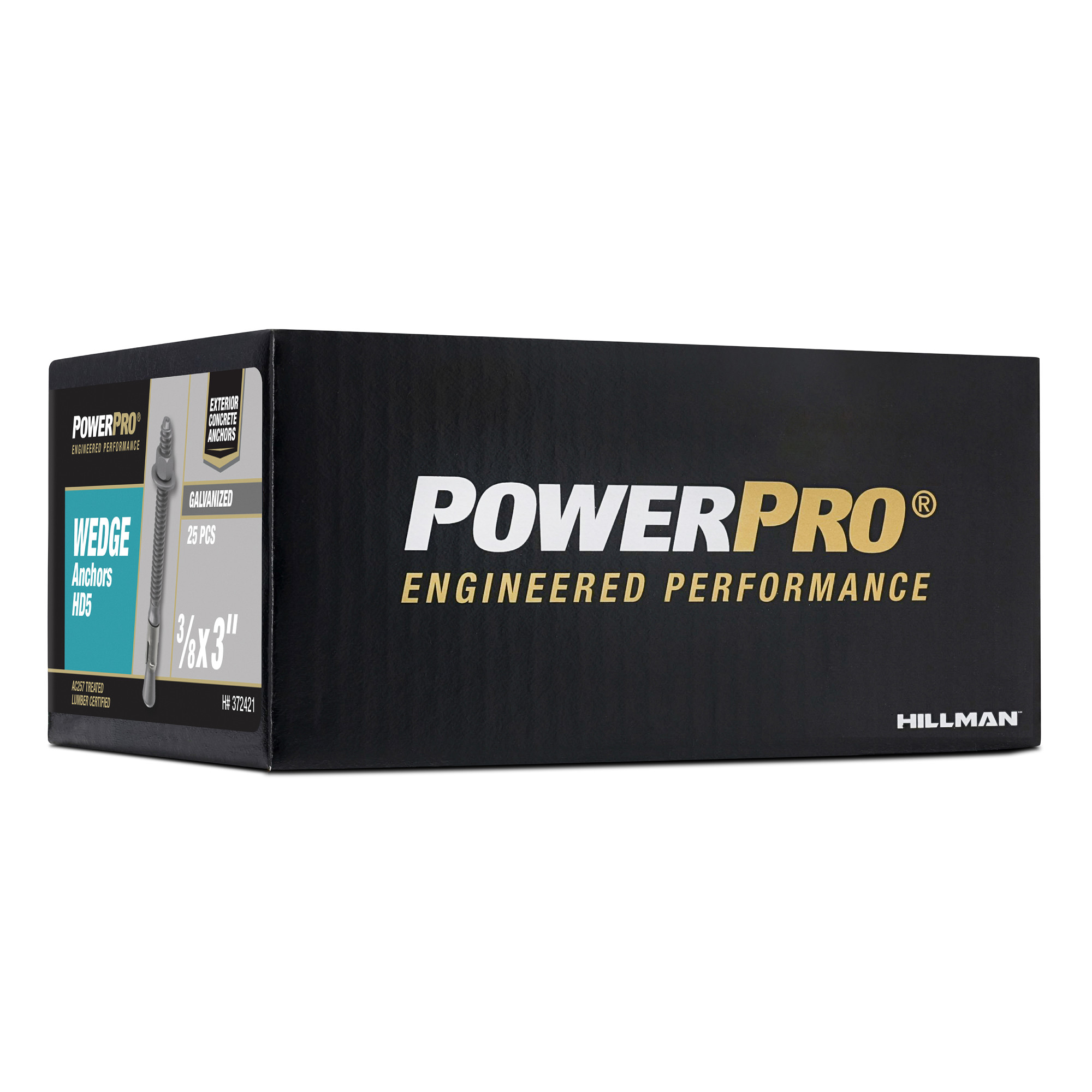 Power Pro HD5 Hot Dipped Galvanized Wedge Anchors (3/8 in. x 3 in.) - 25 pc