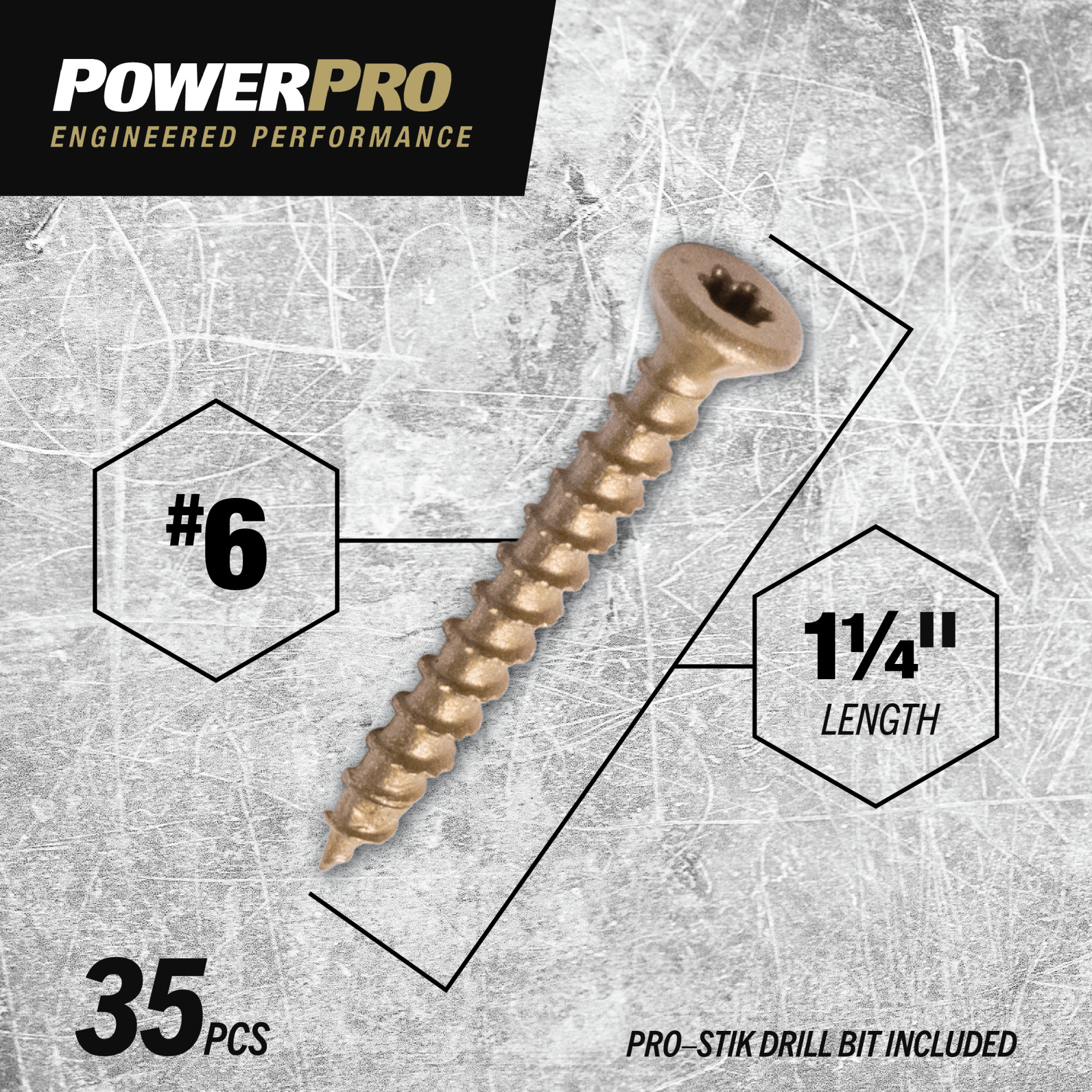 Power Pro ONE Flat Exterior Bronze Multi-Material Screws (#6 x 1-1/4 in.) - 35 pc