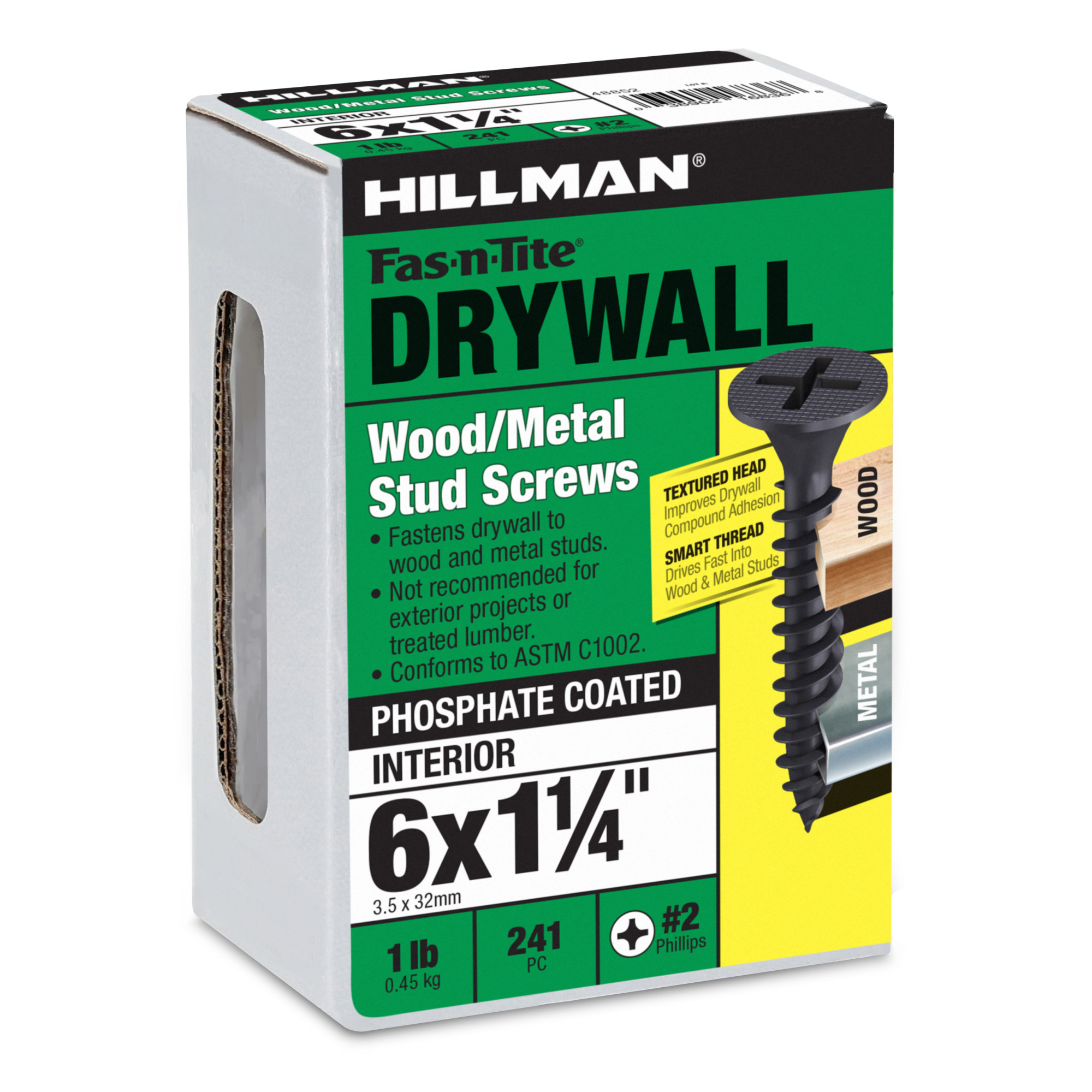 Hillman Smart Thread Drywall Screws (#6 x 1-1/4 in.) - 1lb Box