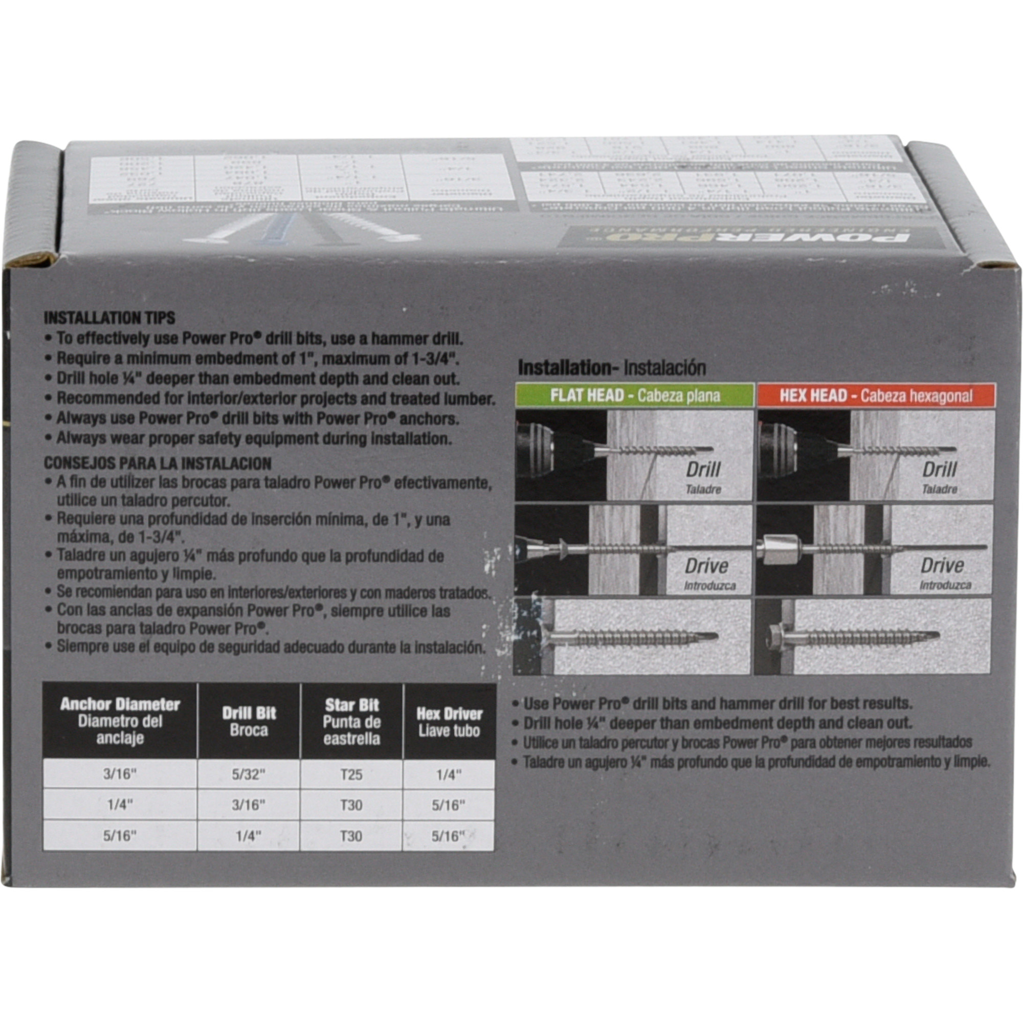 Power Pro Black Flat-Head Concrete Screw Anchor (3/16 in. x 3-1/4 in.) - 100 pc