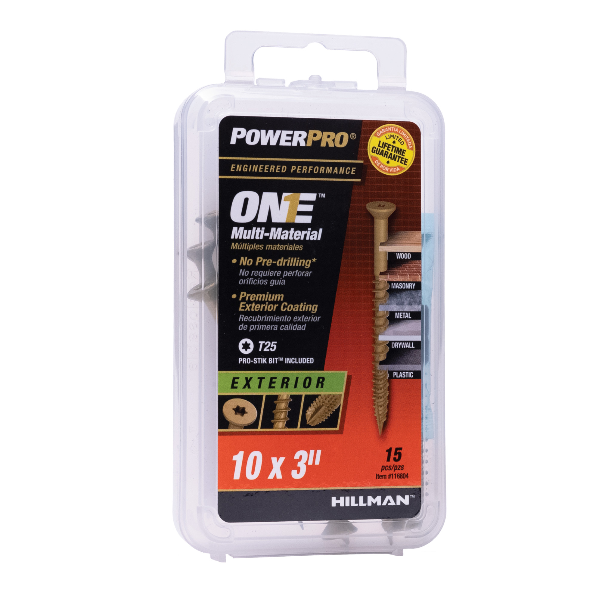 Power Pro ONE Flat Exterior Bronze Multi-Material Screws (#10 x 3 in.) - 15pc