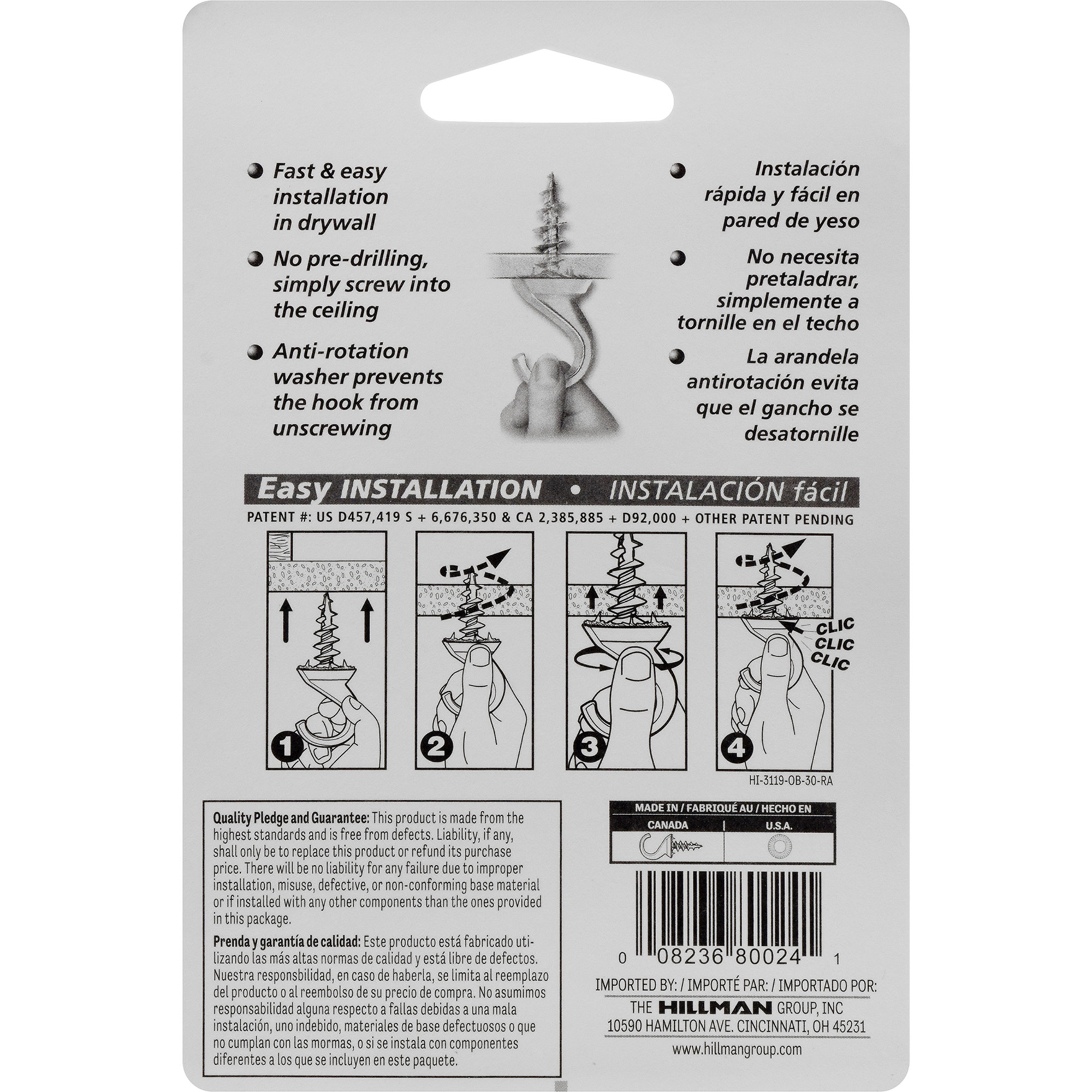 Hillman WallDriller White Ceiling Hook 15lb