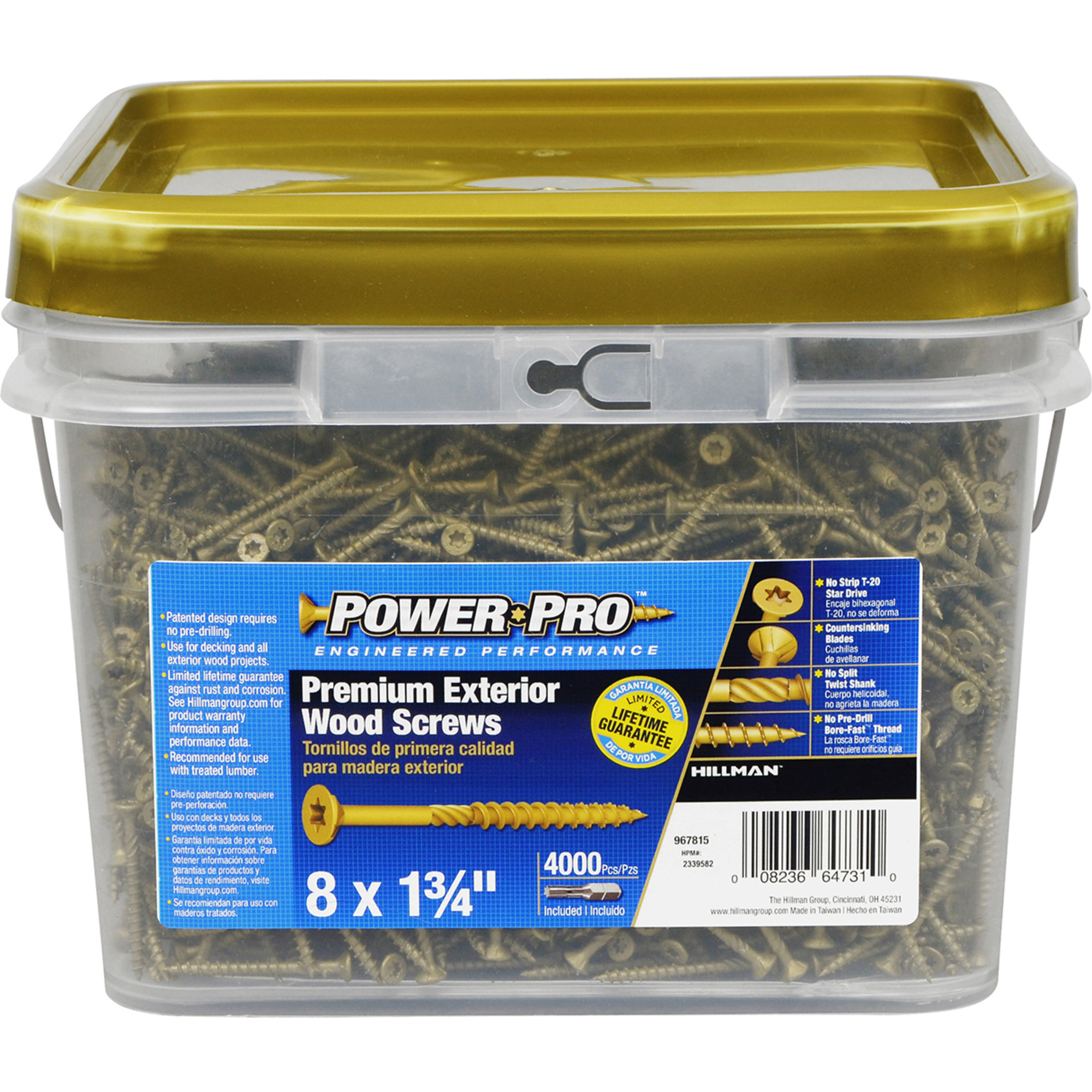 Power Pro Premium Bronze Exterior Wood Screws (#8 x 1-3/4 in.) - 4000 pc