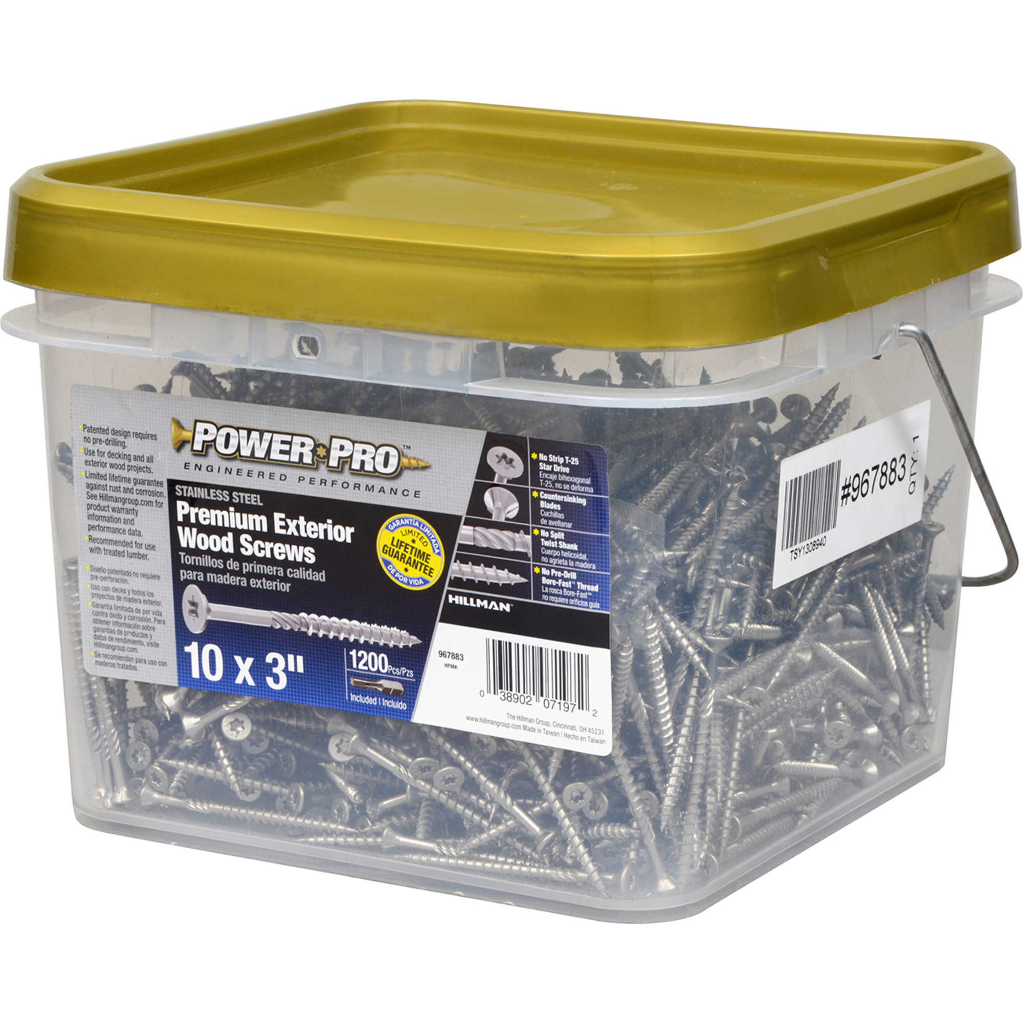 Power Pro Premium 305 Stainless Steel Wood Screws (#10 x 3 in.) - 1200 pc