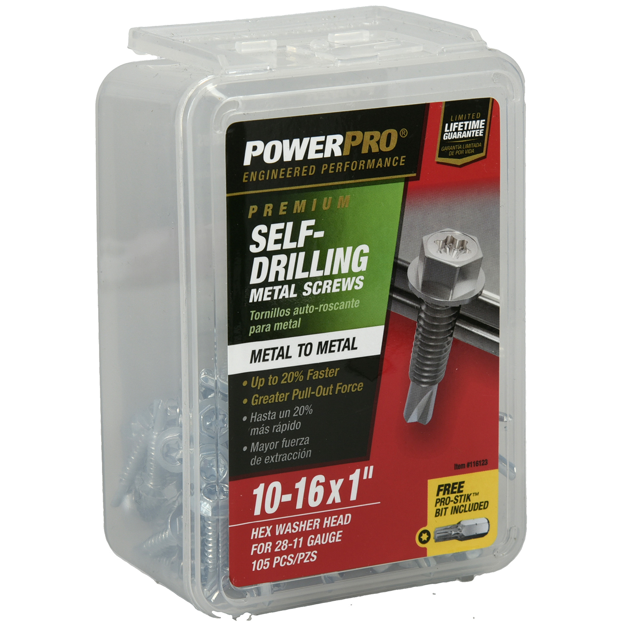 Power Pro Premium Hex Zinc Sheet Metal Self-Drilling Screws (#10-32 x 1 in.)-105 pc