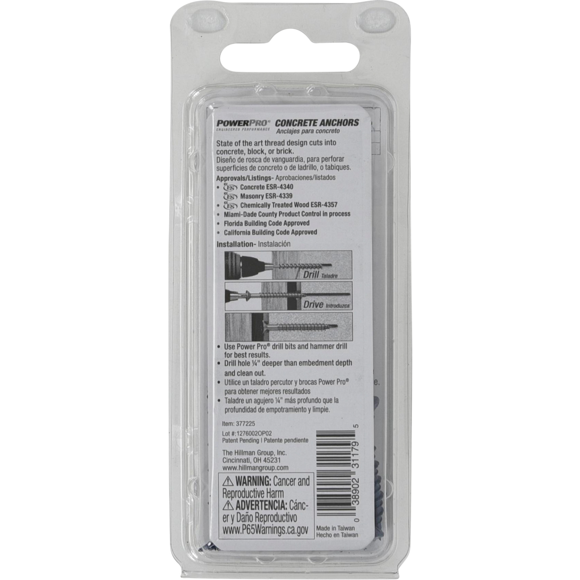 Power Pro Blue Flat-Head Concrete Screw Anchor (1/4 in. x 1-1/4 in.) - 5 pc