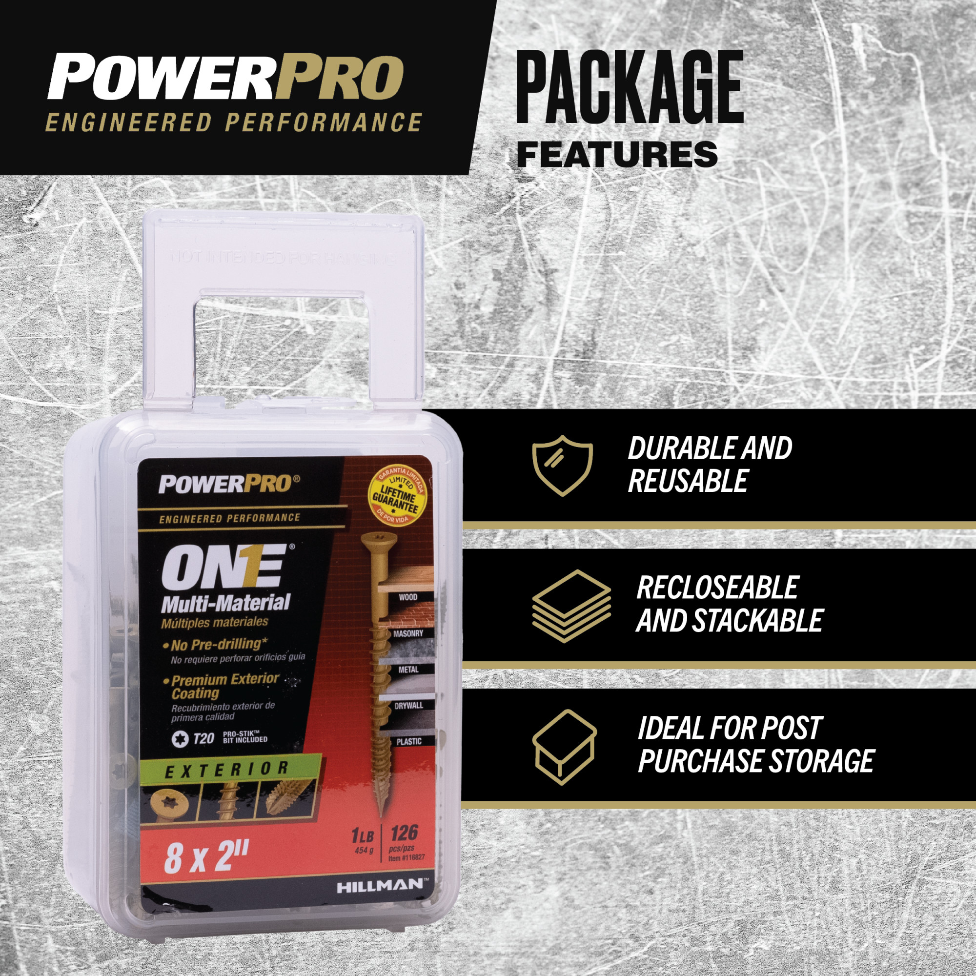 Power Pro ONE Flat Exterior Bronze Multi-Material Screws (#8 x 2 in.) - 126 pc