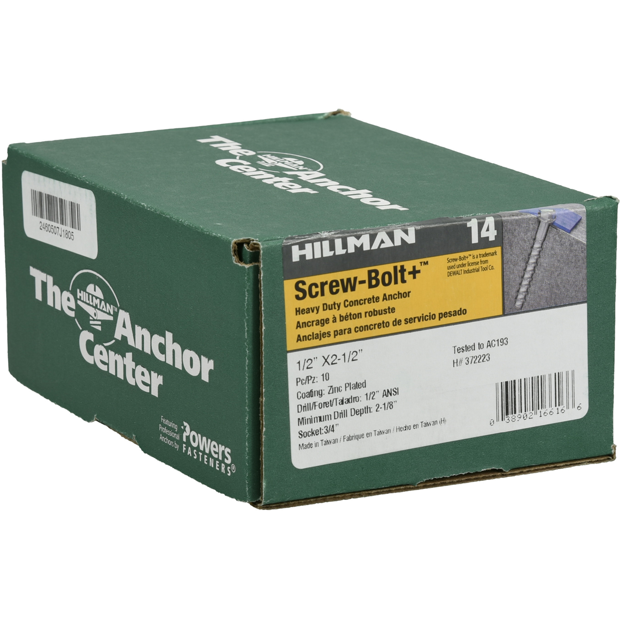 Hillman Screw-Bolt+ Anchor (1/2 in. x 2-1/2 in.) - 10 pc