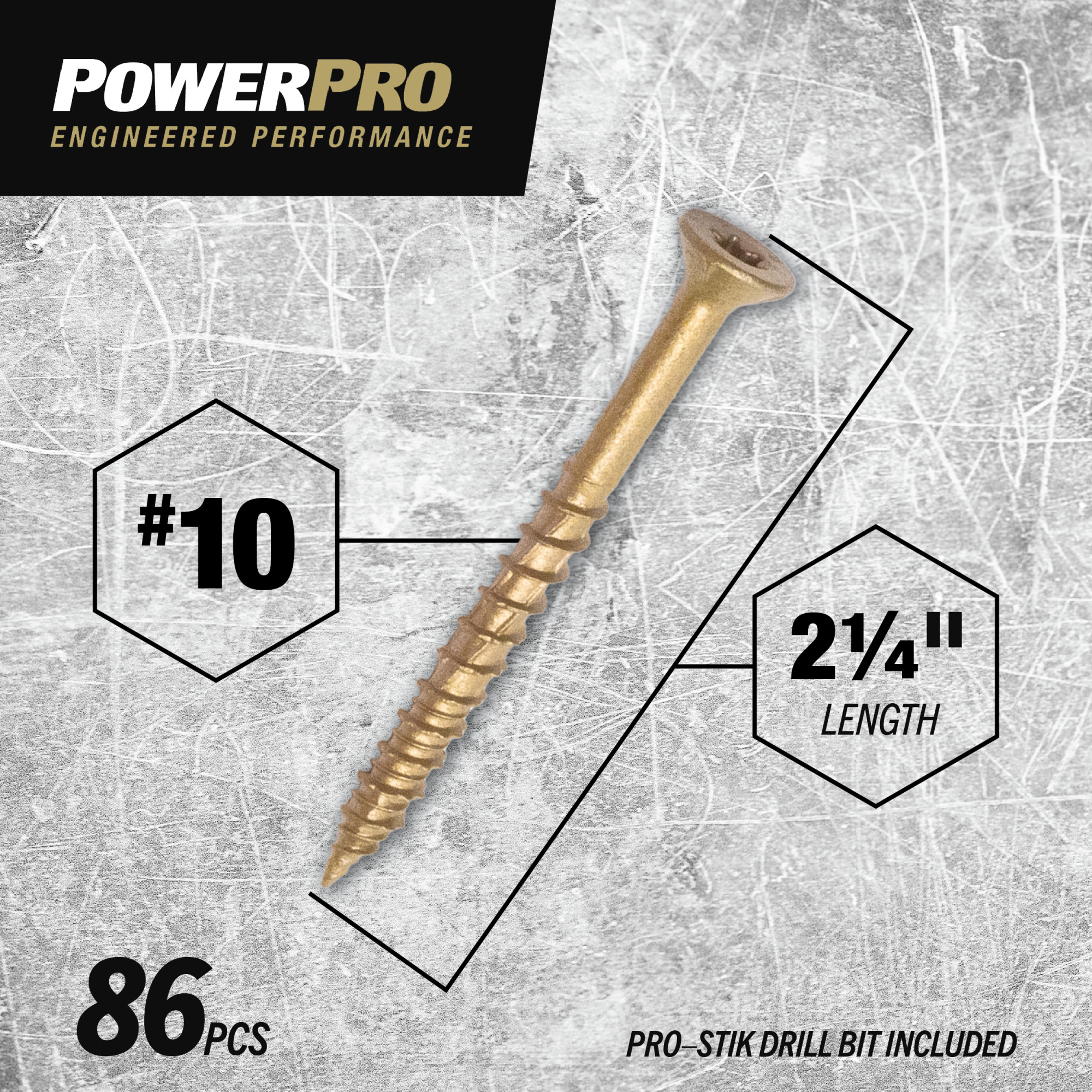 Power Pro ONE Flat Exterior Bronze Multi-Material Screws (#10 x 2-1/4 in.) - 86 pc