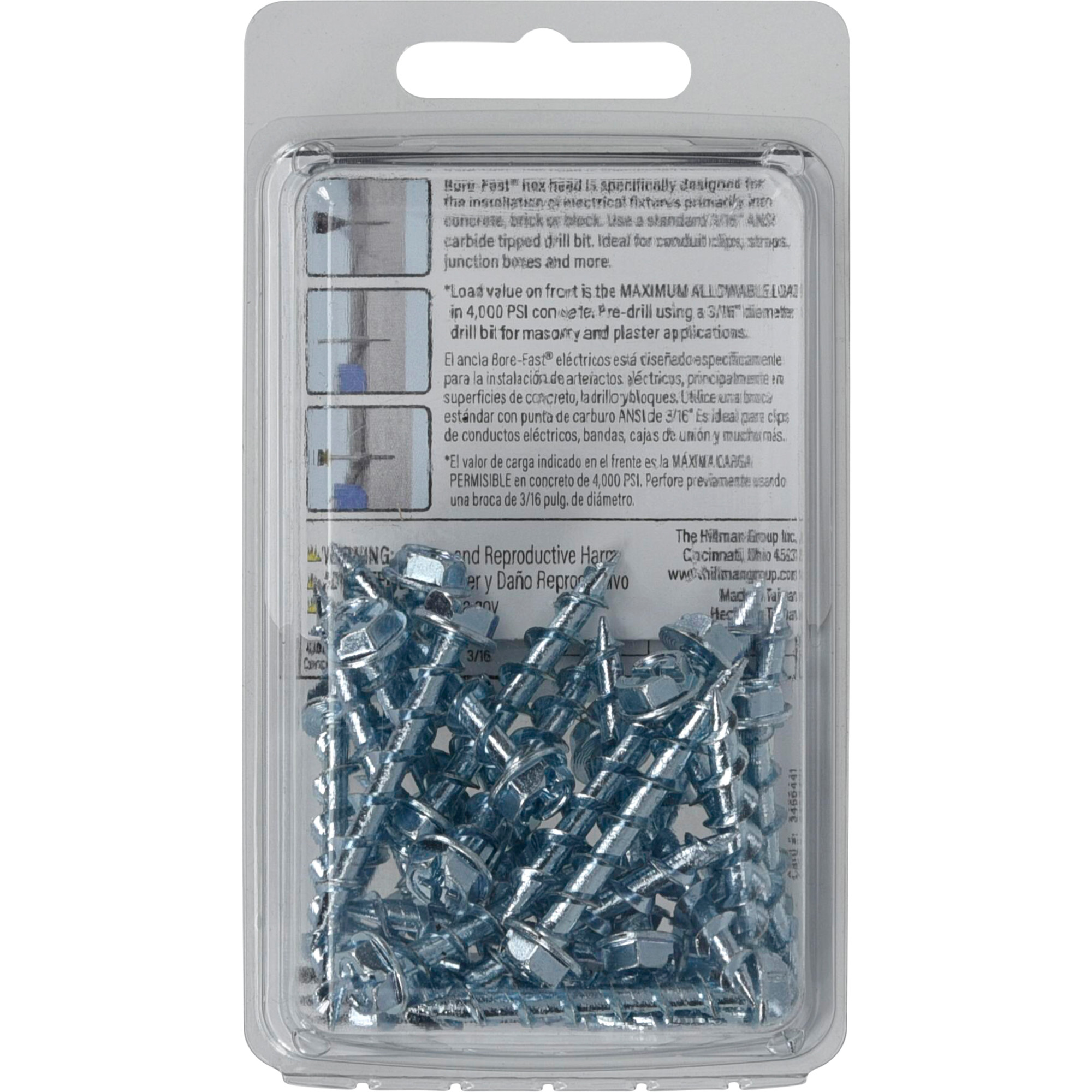 Hillman Borefast Zinc Phillips Hex Washer-Head Screw Anchor (1-1/2 in.) - 25 pc