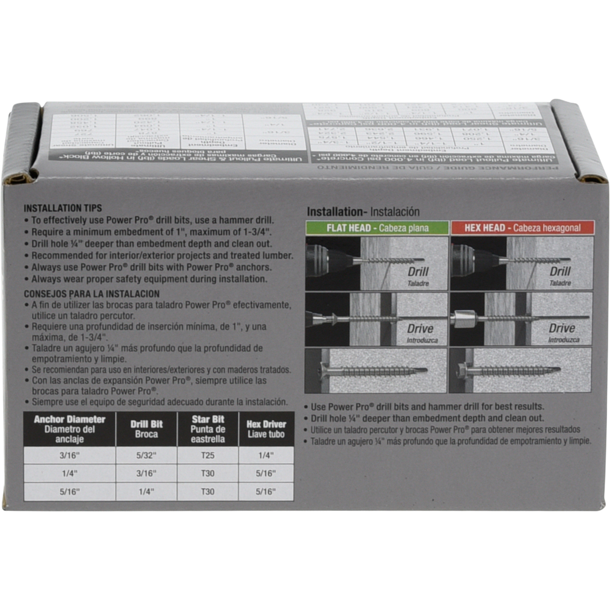 Power Pro Black Hex Washer-Head Concrete Screw Anchor (3/16 in. x 2-3/4 in.) - 100 pc