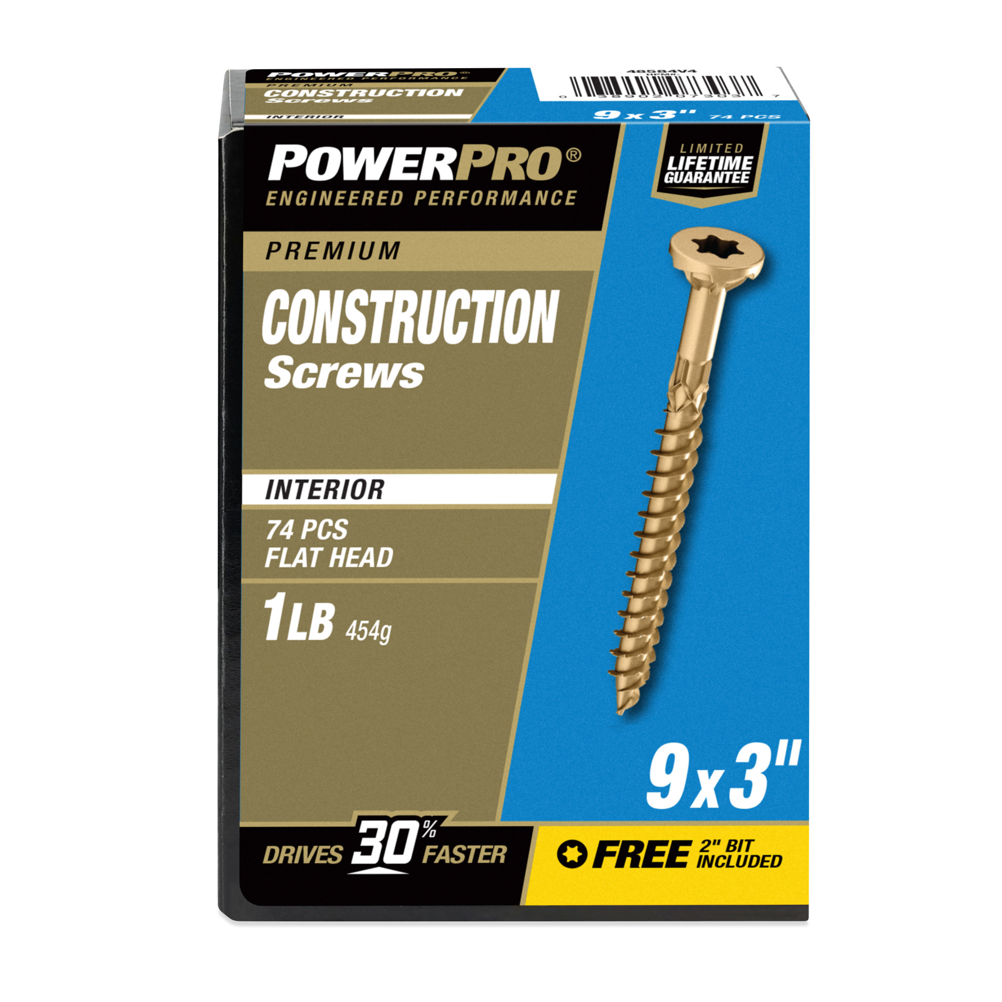 Power Pro Premium Interior Construction Screws (#9 x 3 in.) - 74 pc