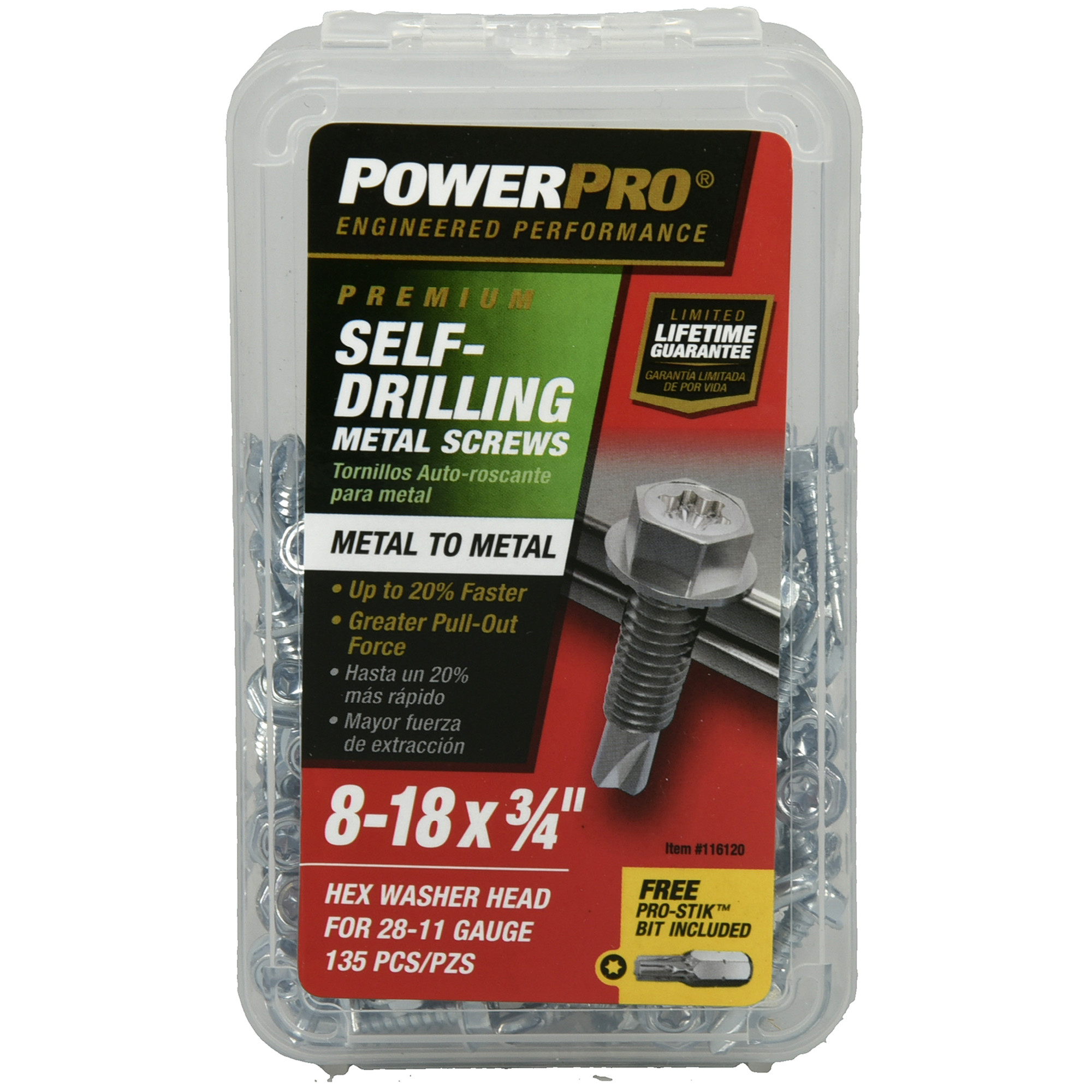 Power Pro Premium Hex Zinc Sheet Metal Self-Drilling Screws (#8-32 x 3/4 in.)-135pc