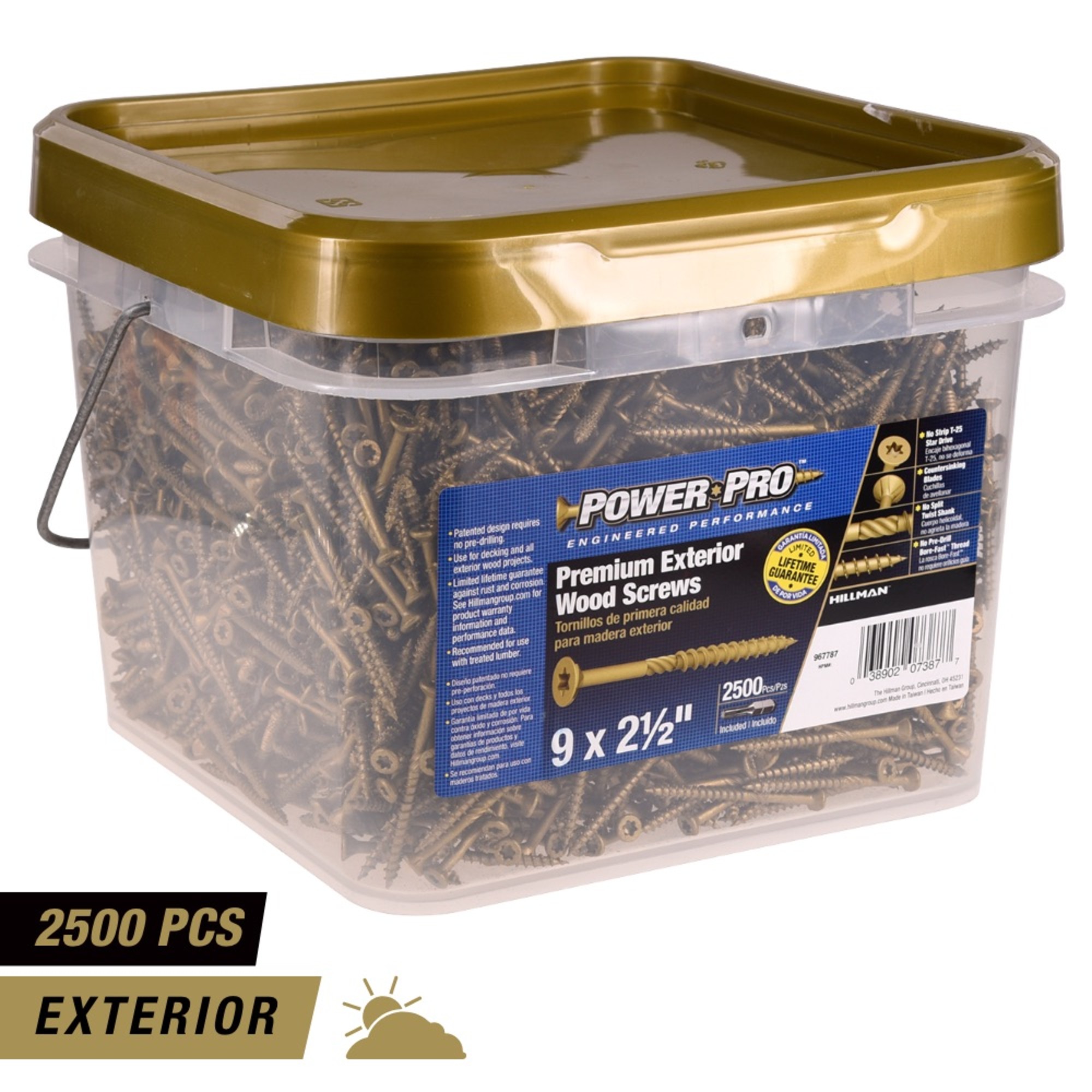 Power Pro Premium Bronze Exterior Wood Screws (#9 x 2-1/2 in.) - 2500 pc