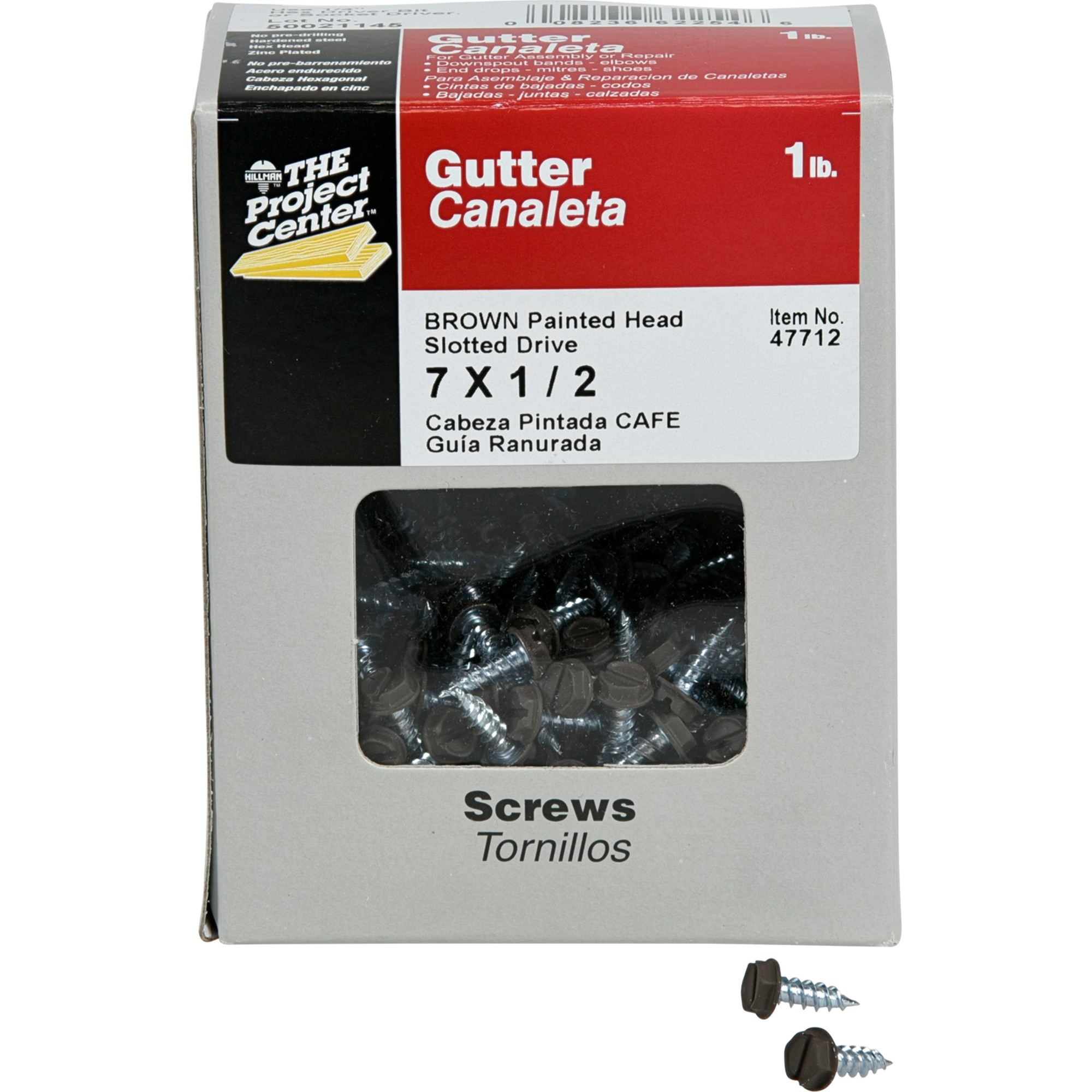 Hillman Brown Slotted Hex Painted-Head Gutter Assembly Screws (#7 x 1/2 in.) - 1lb Box