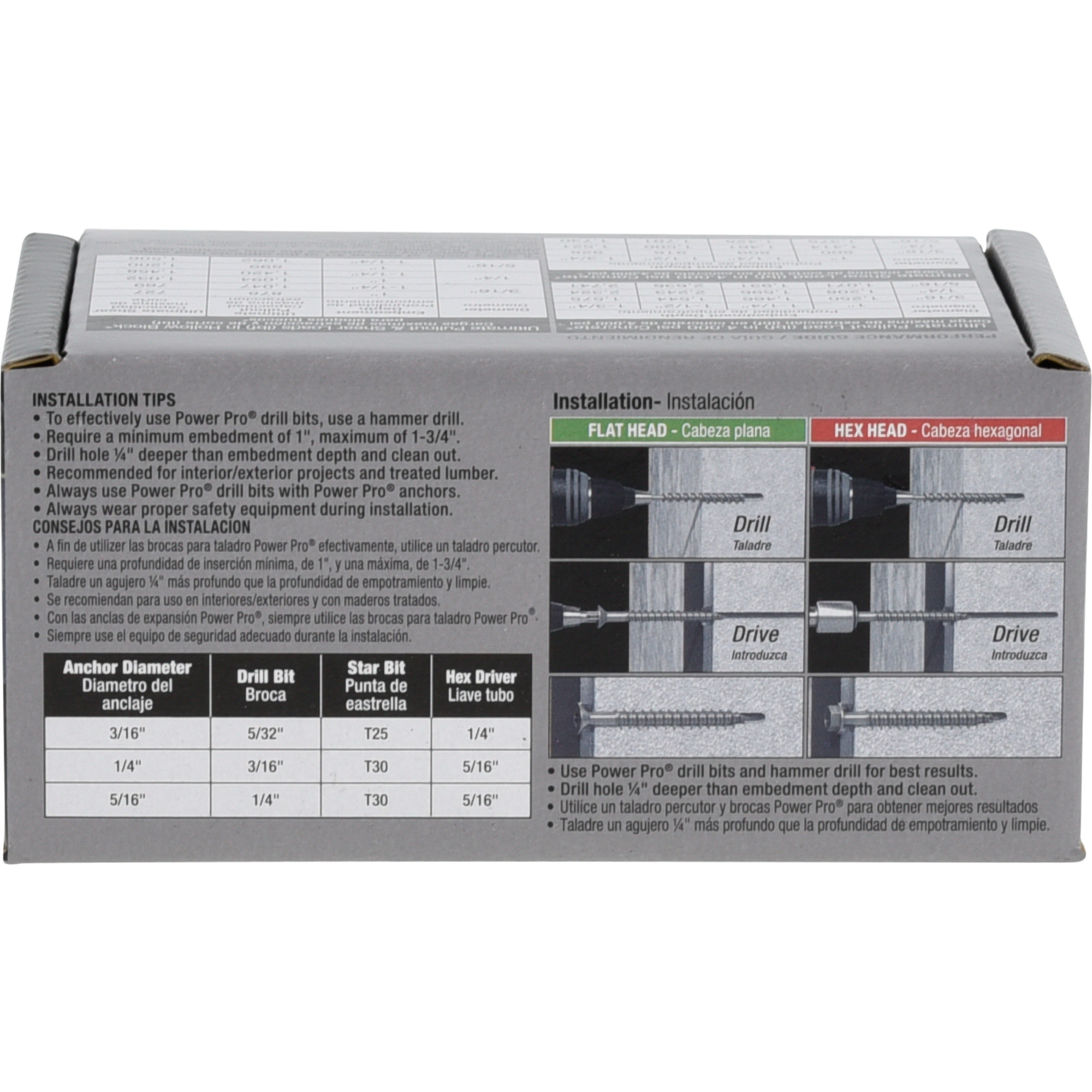 Power Pro Black Hex Washer-Head Concrete Screw Anchor (3/16 in. x 1-1/4 in.) - 100 pc