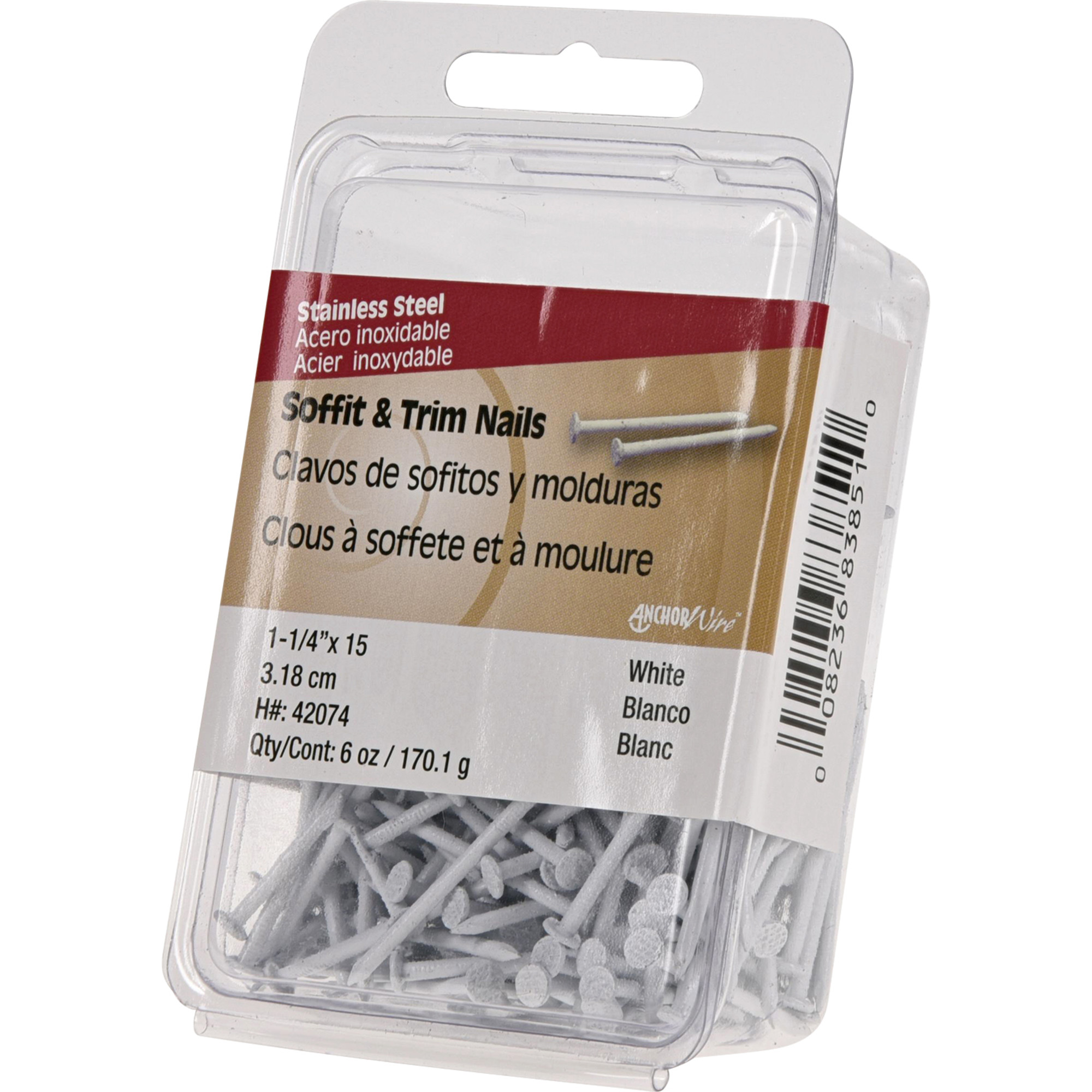 Anchor Wire White Colored Stainless Steel Trim Nails (1-1/4 in.) - 6 oz.