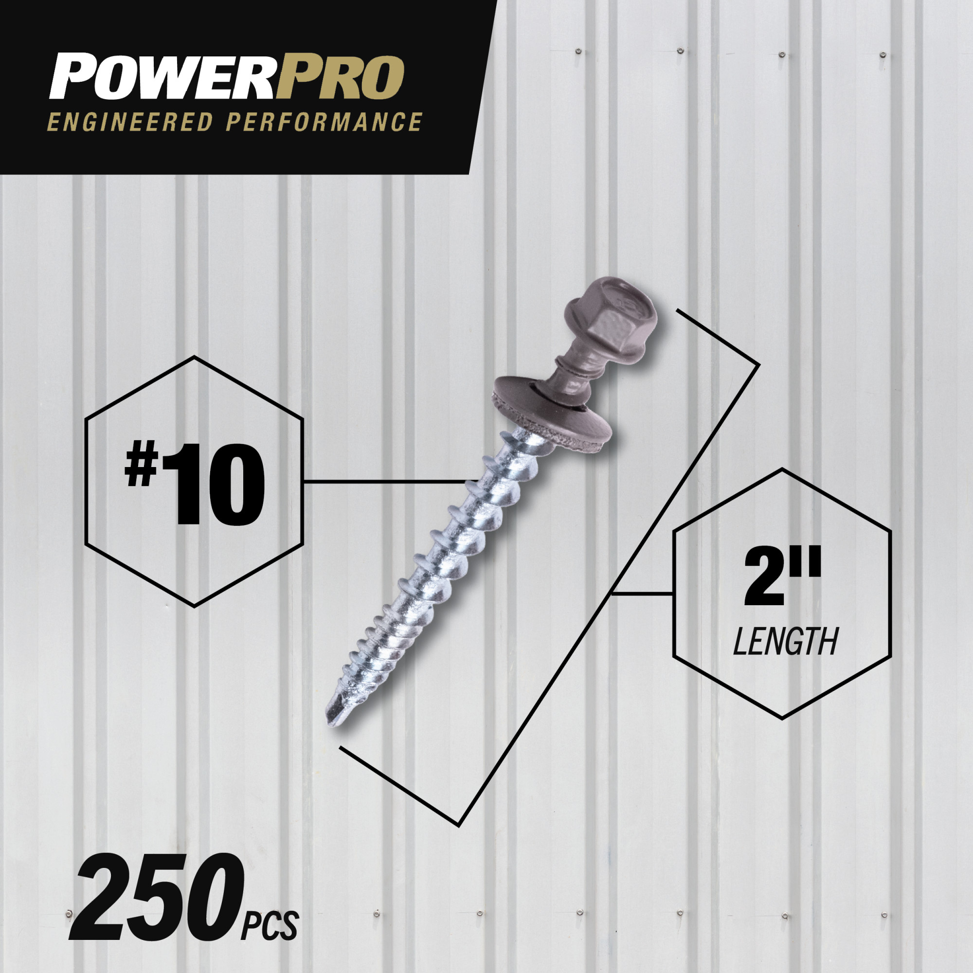 Power Pro Gray Self Drilling Metal-to-Wood Roofing Screws (#10 x 2 in.) - 250 pc