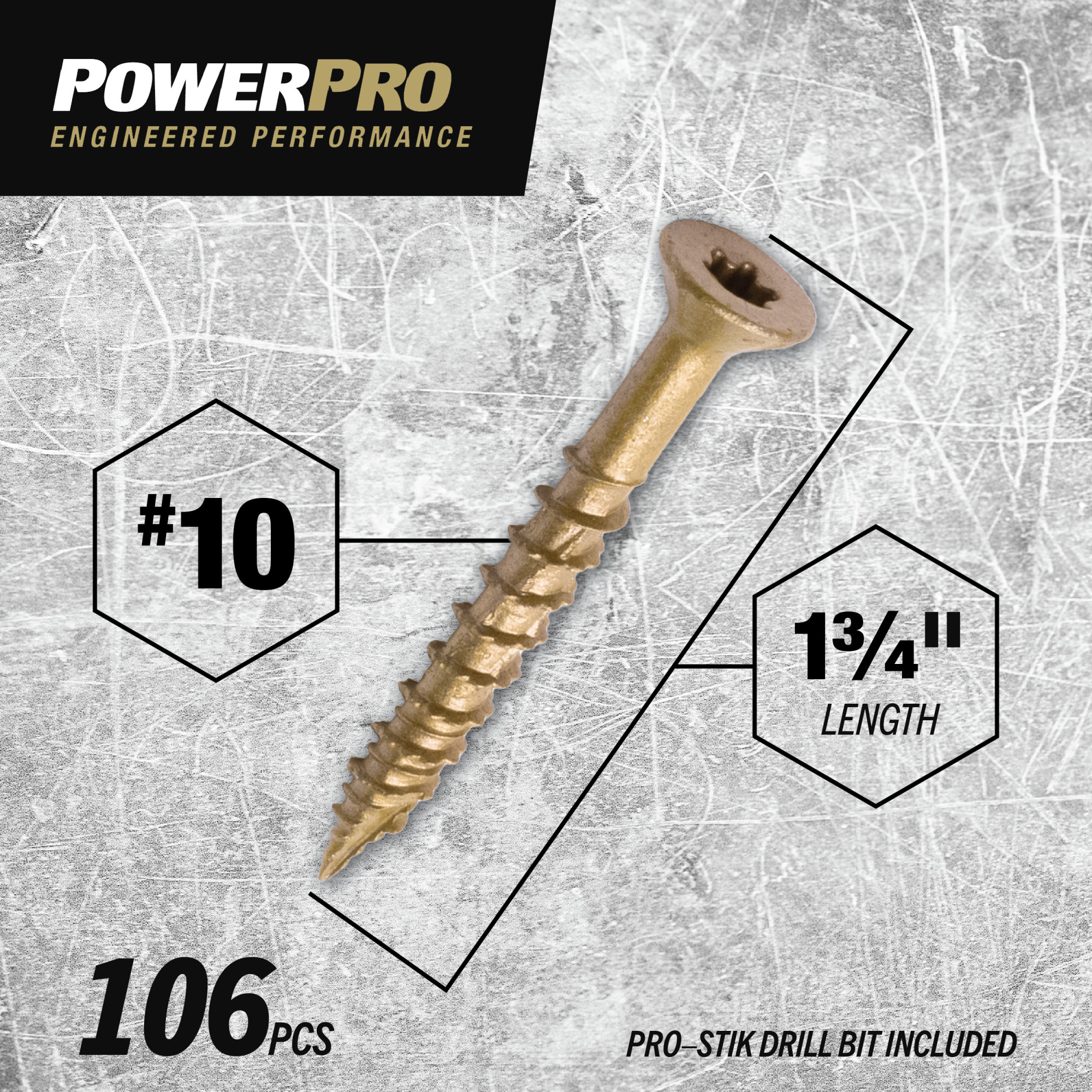 Power Pro ONE Flat Exterior Bronze Multi-Material Screws (#10 x 1-3/4 in.) - 106 pc