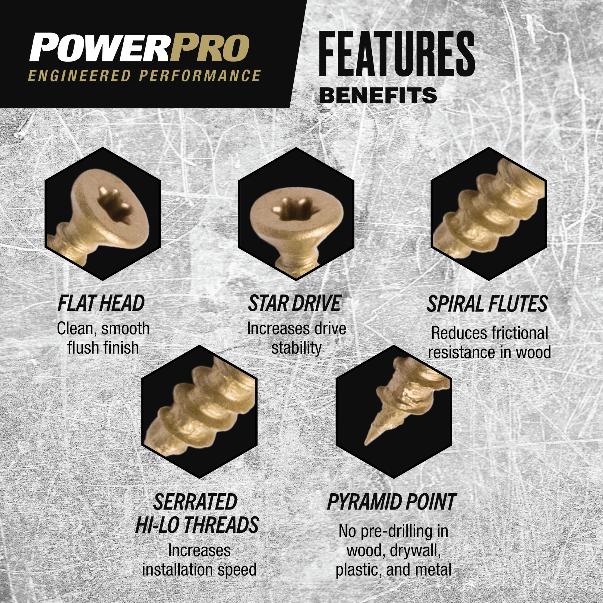Power Pro ONE Flat Exterior Bronze Multi-Material Screws (#9 x 3-1/4 in.) - 67 pc