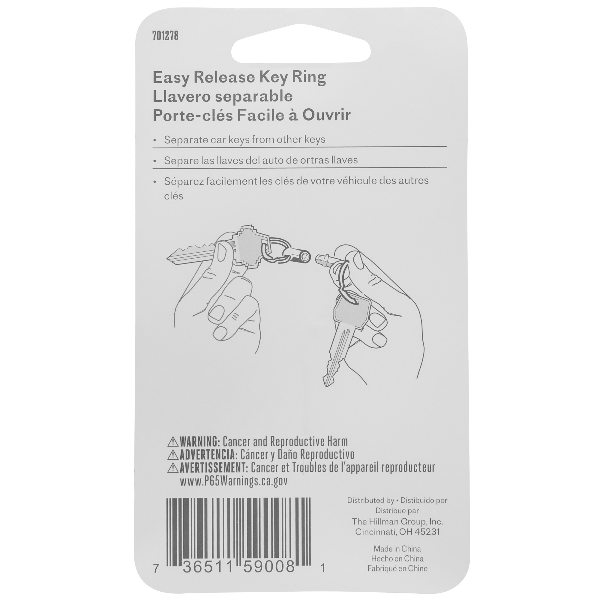 Hillman Easy Release Key Ring