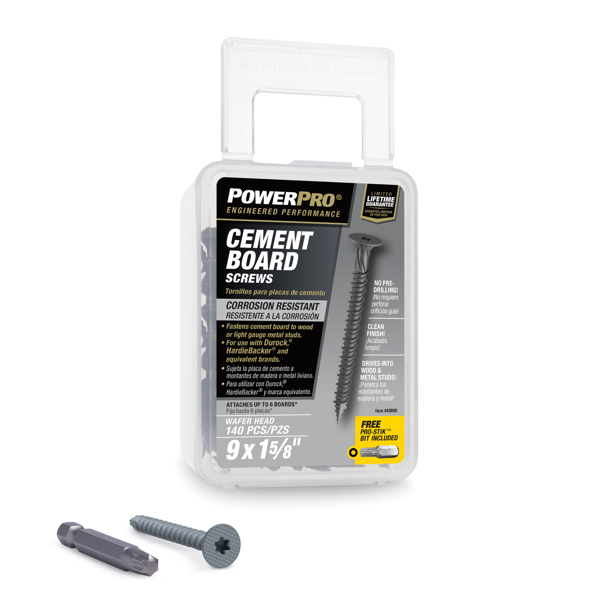 Power Pro Gray Wafer-Head Cement Board Screws (#9 x 1-5/8 in.) - 140 pc